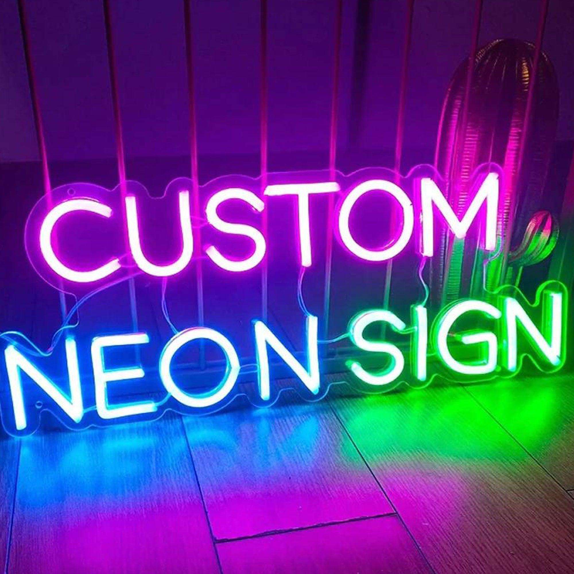 Custom Neon Signs,Personalized Large LED Neon Signs for Wall Decor Bedroom Wedding Birthday Party Bachelorette Party Bar Shop Logo Decorations Personalized Name Neon Lights Sign Birthday Gift Hallweem Decor for Women Family Child(Optional 10" to 60") - CustomizeFactory