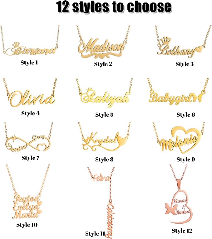 Custom Name Necklace,Necklace Pendant Customized Sterling Silver 18K Gold Jewelry Silver Jewelry pendant Anniversary Birthday Gift Ideas trendy for Women Mom Wife Girls Silver, Gold, Rose, Sterling Silver, No Gemstone