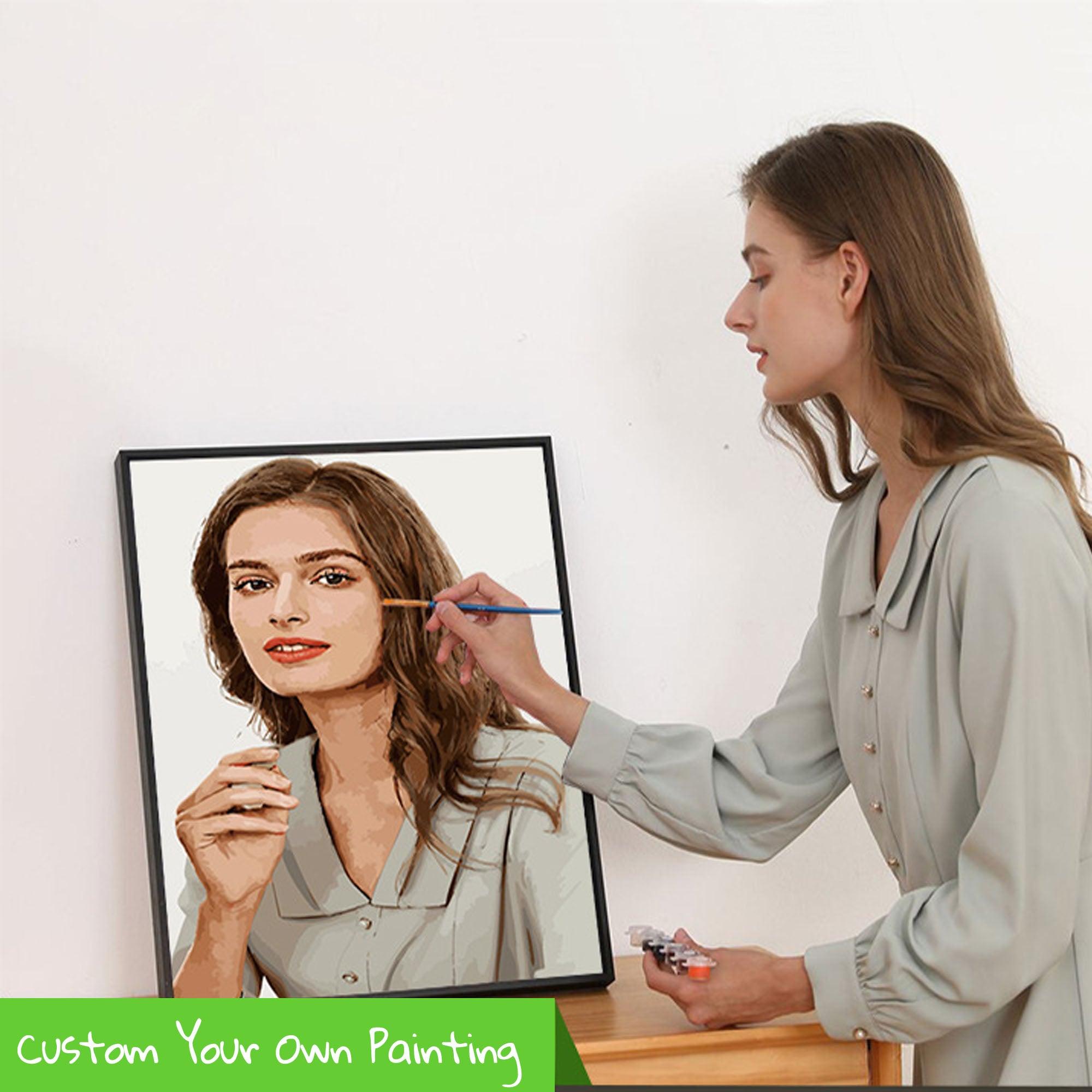 Photo to Custom DIY Paint by Numbers for Adults,Your Own Private Picture Personalized Customized PBN, Acrylic Painting Oil Painting on Framed & Stretched Canvas for Beginners - CustomizeFactory