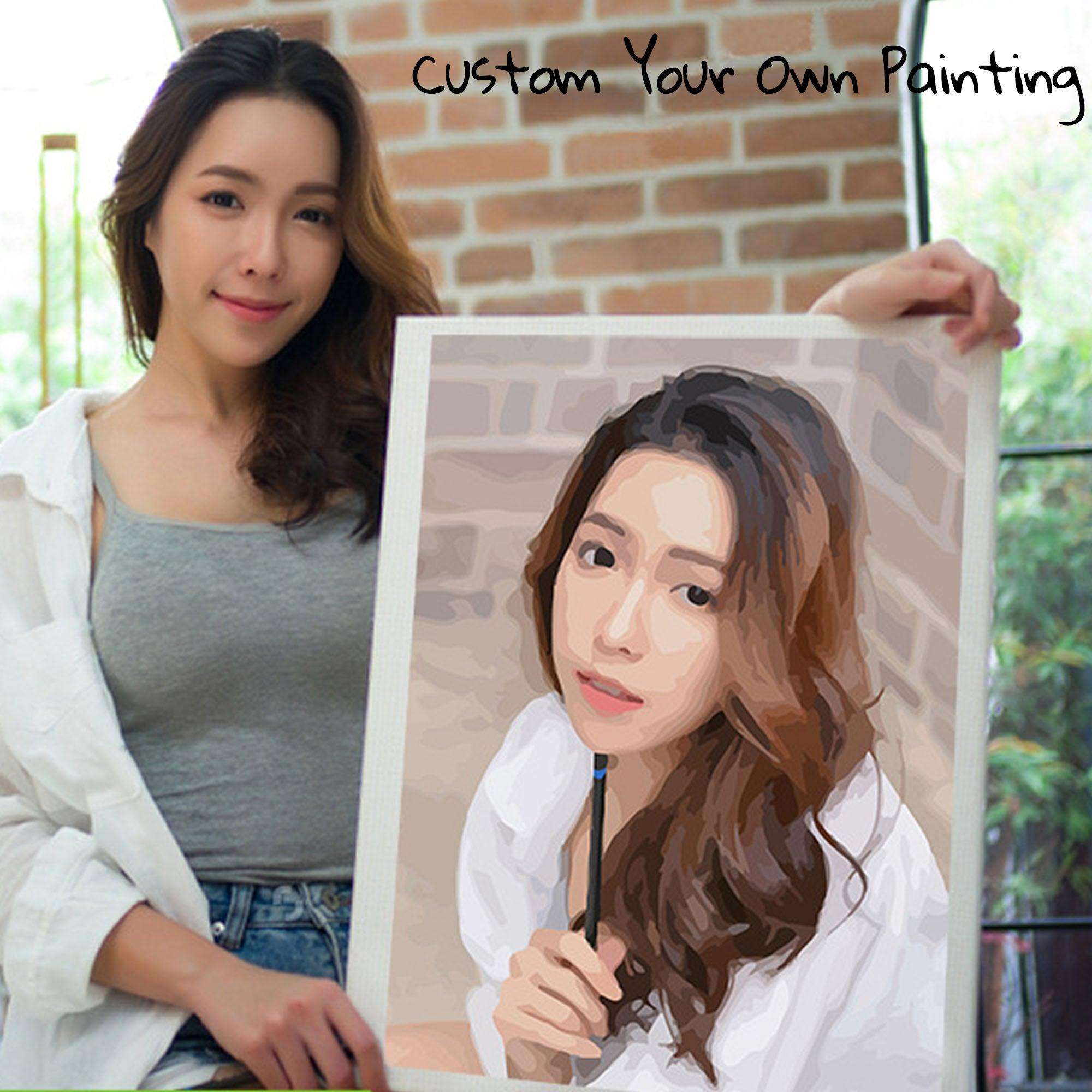 Photo to Custom DIY Paint by Numbers for Adults,Your Own Private Picture Personalized Customized PBN, Acrylic Painting Oil Painting on Framed & Stretched Canvas for Beginners - CustomizeFactory