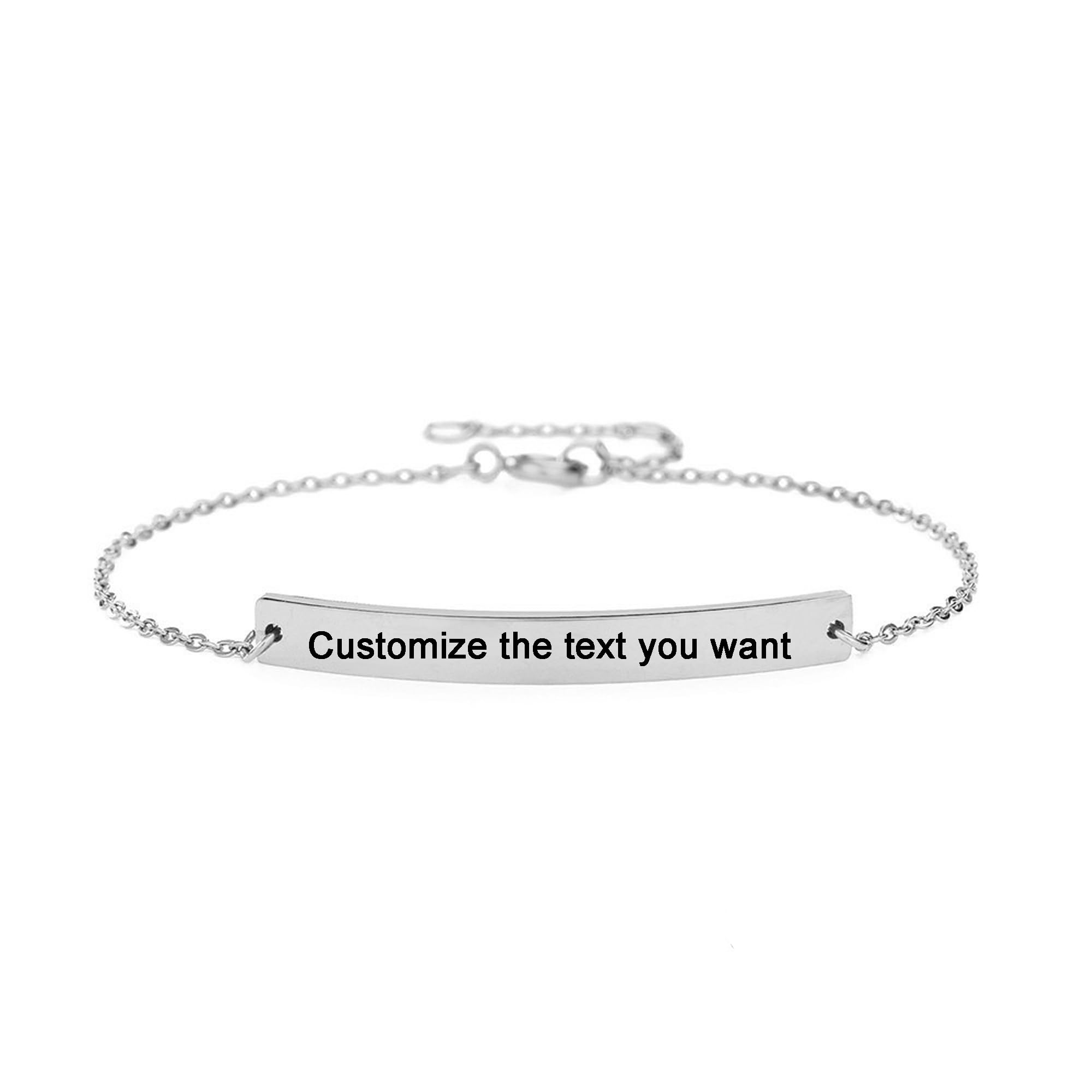 Handimake Custom 925 Sterling Silver Bracelet, Personalized Engraved Name Bracelet Exquisite Friendship Engraving Bracelet Minimalist Jewelry Birthday Gift