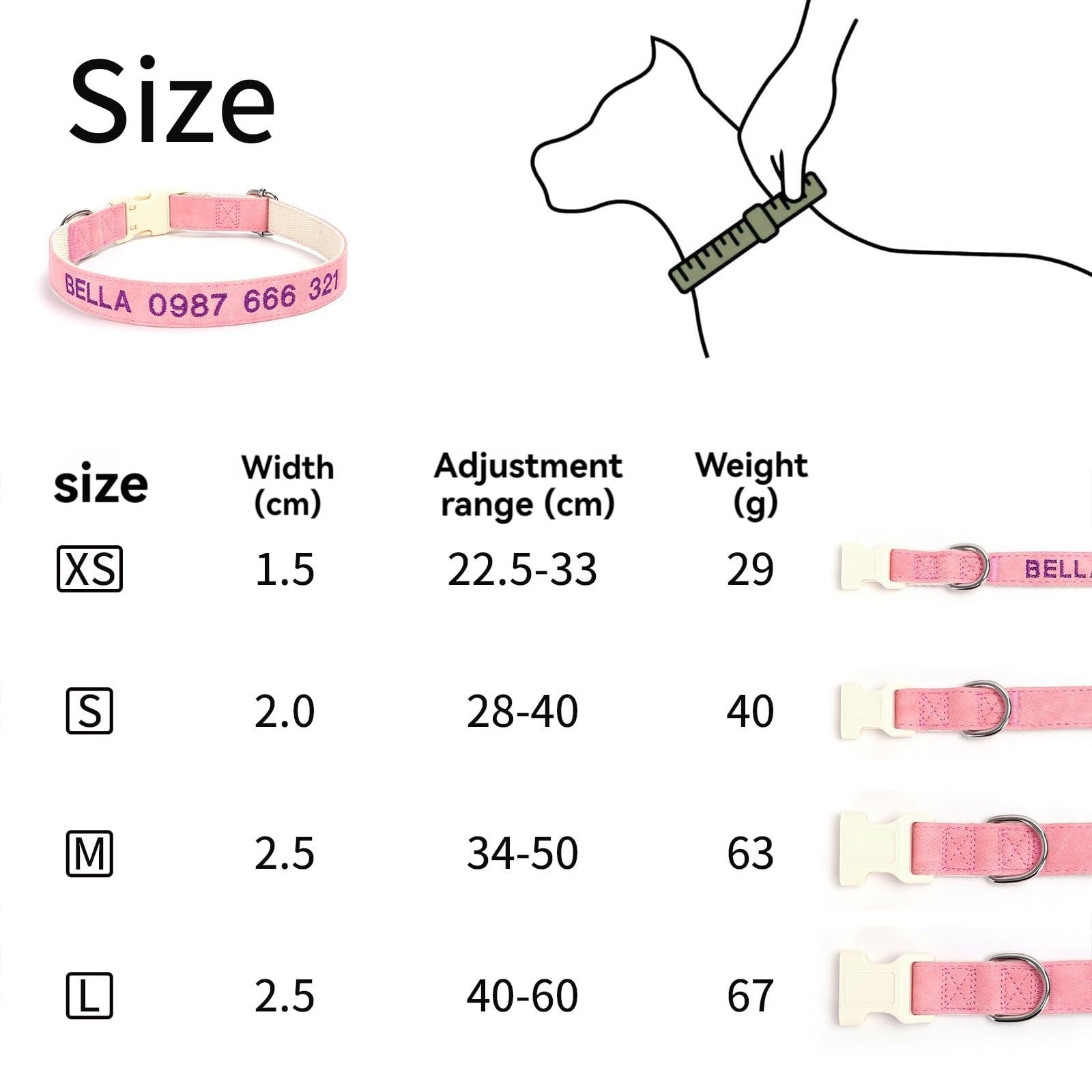 Handimake Customized Leather Cotton pet Collar, Personalized Dog Collar Embroidered with Name and Phone Anti Loss Collar, Available in XS, S, M, and L Sizes pet collar pet collar pet collar