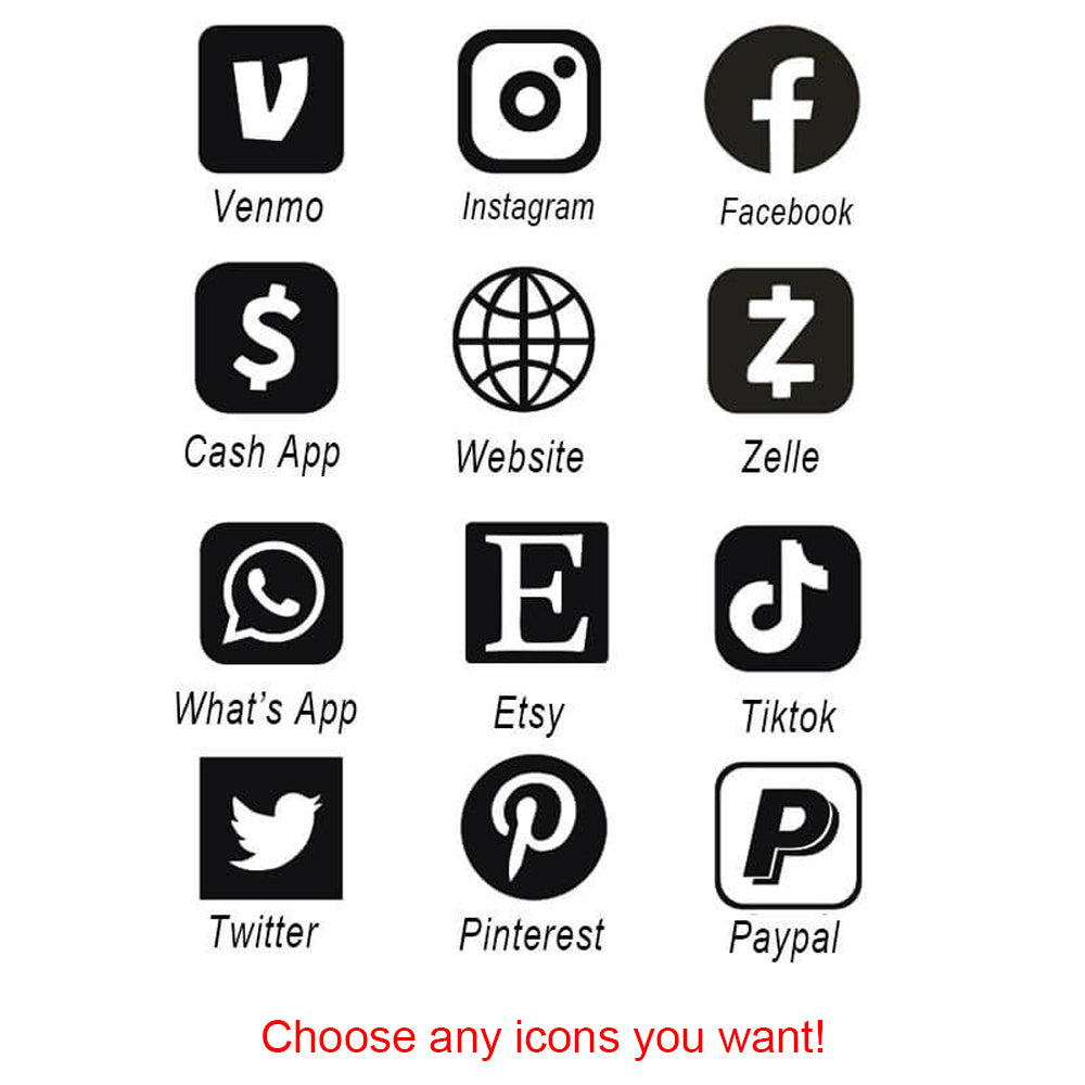 Personalized Icon Multi Business QR Code Sign| Instgram Facebook Web Social Media Sign Scan to Sign| Beauty Salon Sign|Hairdressers Beautician Sign| Scan to Pay Venmo Paypal Cash QR Code Sign