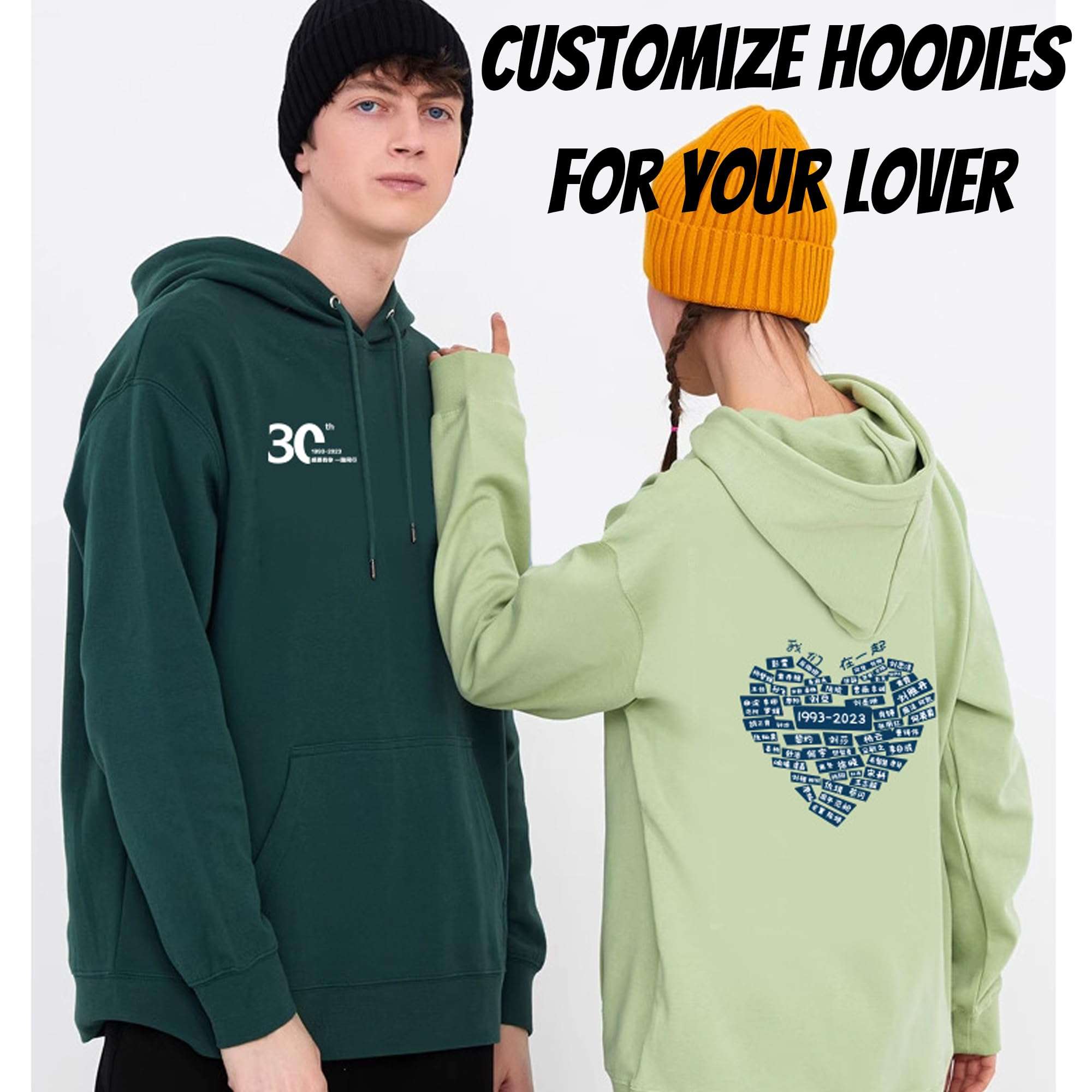 Handimake Unisex Design Your Own Hoodie-Custom Hoodies Team Sweatshirts-Add Your Own Text/Logo/Picture/Anythings Design Personalized Front & Back Sweatshirt Hoodie-Gift for Couple Lovers Husband Boyfriend