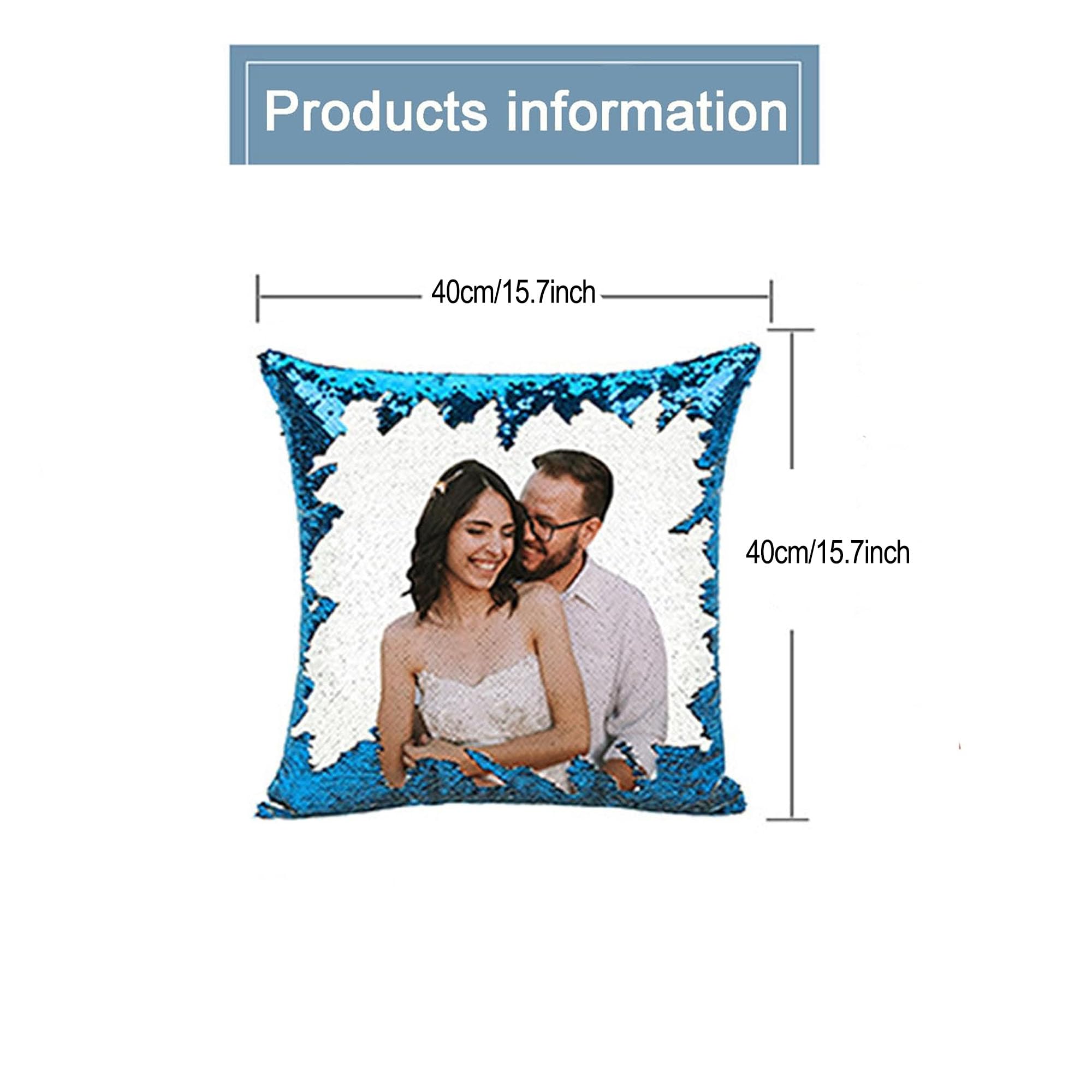 Handimake Custom Sequin Pillow, Custom Love, Couple Pet Photo Pillow Personalized Sequin Throw Pillow Sequins Magic Pillow Cases with Your Loved Ones - Custom Couple Mothers Day Memorial Gifts