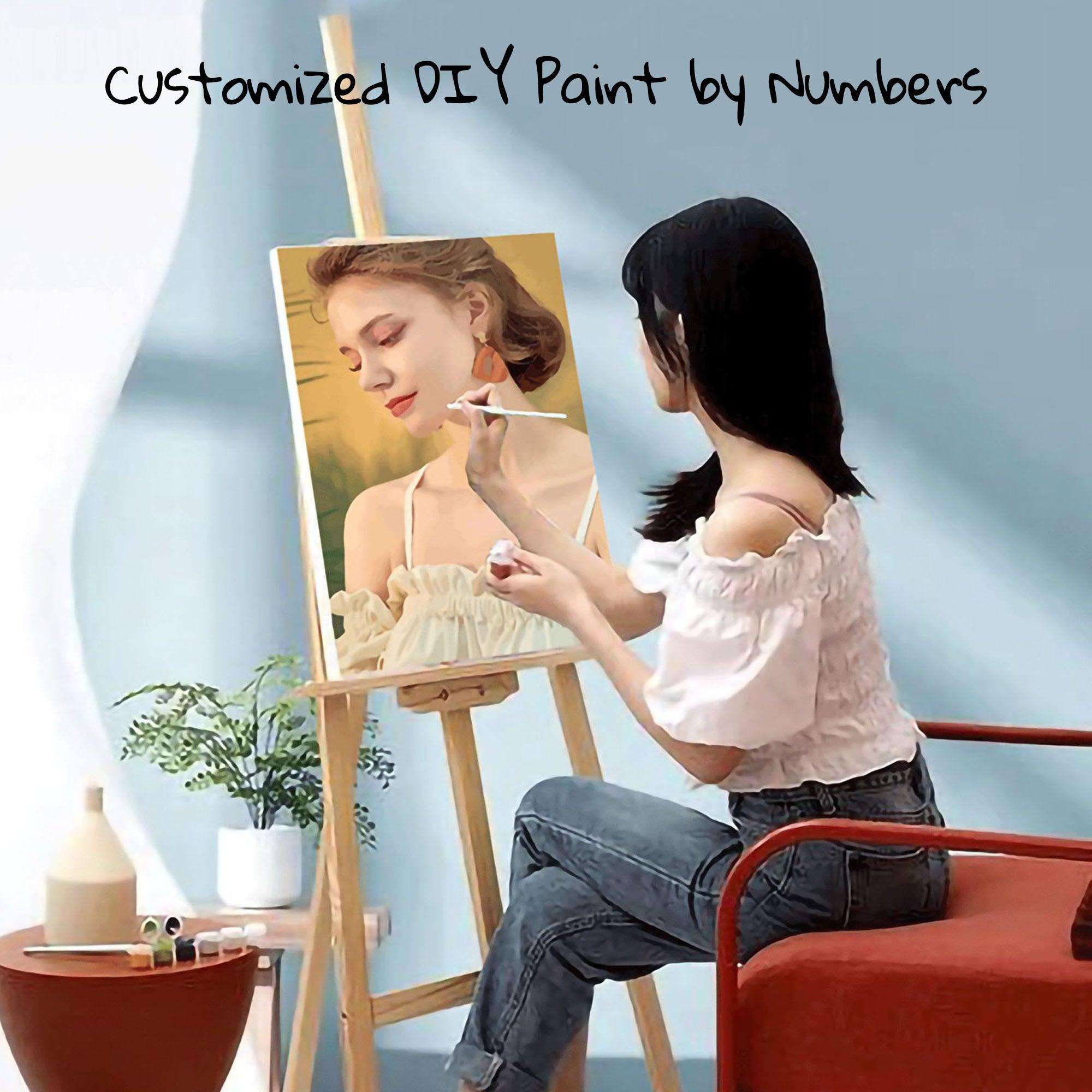Photo to Custom DIY Paint by Numbers for Adults,Your Own Private Picture Personalized Customized PBN, Acrylic Painting Oil Painting on Framed & Stretched Canvas for Beginners - CustomizeFactory