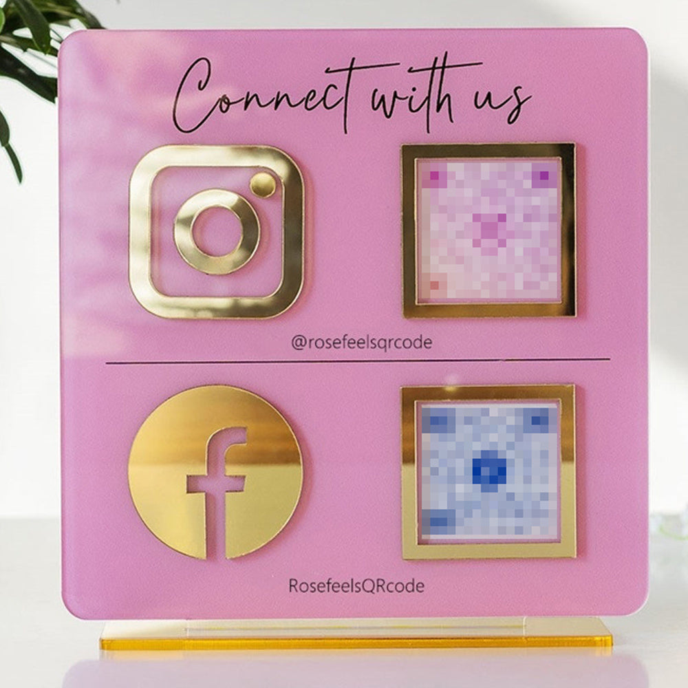 Personalized Icon Multi Business QR Code Sign| Instgram Facebook Web Social Media Sign Scan to Sign| Beauty Salon Sign|Hairdressers Beautician Sign| Scan to Pay Venmo Paypal Cash QR Code Sign