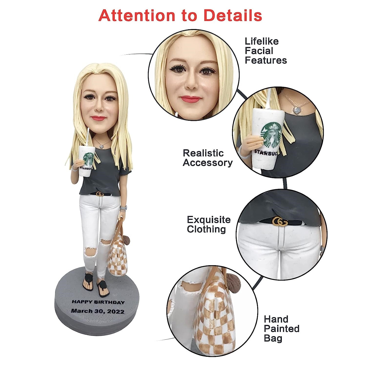 Custom Bobblehead, Custom Figures Personalized Figurine Customized Birthday Gifts for Boyfriend Husband Boss Office Coworker Valentines Day Gifts with Photos(1 Person)