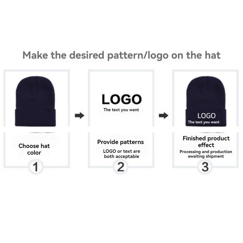 Handimake Customized Embroidered Knitted Hat, Personalized Embroidered Logo, Textual Knitted Hat, Versatile Cold Resistant Autumn/Winter Hat Multicolor