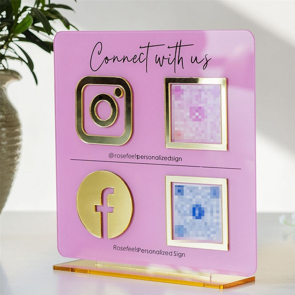 Personalized Icon Multi Business QR Code Sign| Instgram Facebook Web Social Media Sign Scan to Sign| Beauty Salon Sign|Hairdressers Beautician Sign| Scan to Pay Venmo Paypal Cash QR Code Sign