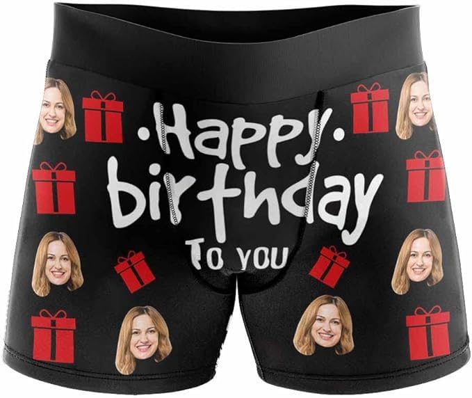 Handimake Customized Men's Underwear, Personalized Picture or Text boxy underwear, Gifts for Boyfriend Husband Multi