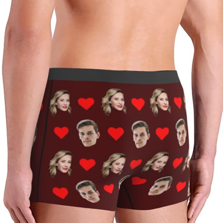 Handimake Customized Men's Underwear, Personalized Picture or Text boxy underwear, Gifts for Boyfriend Husband Multi