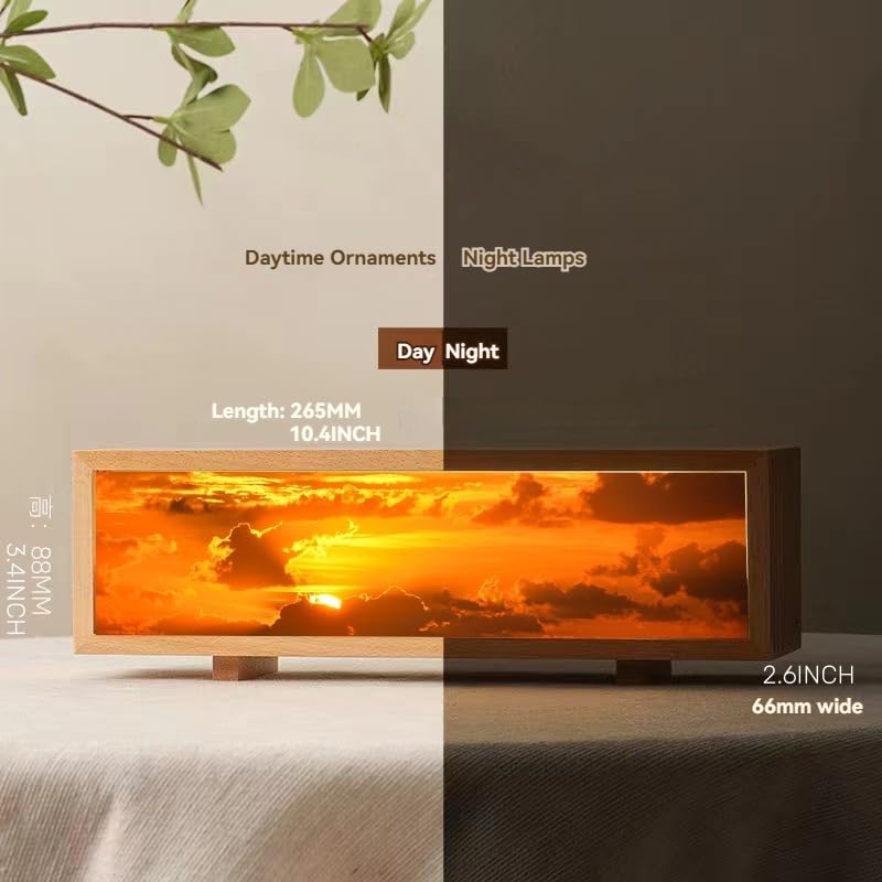 Handimake Customized Wooden Photo Light Box, Personalized Rectangular Photo Frame Light Box, Touch Dimming Ambient Light Desktop Decoration