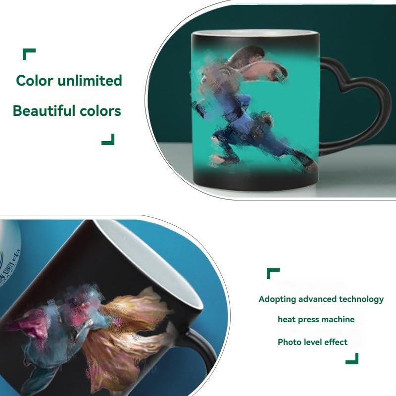 Handimake Customized Color Changing Ceramic Mug, Personalized Text and Photo Thermal Magic Coffee Cup, Tea and Coffee Color Changing Cup, 11oz