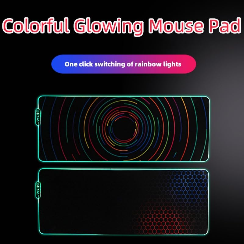 Handimake  Customized Colorful Luminous Mouse Pad, Personalized RGB Colorful LED Gaming Mouse Pad