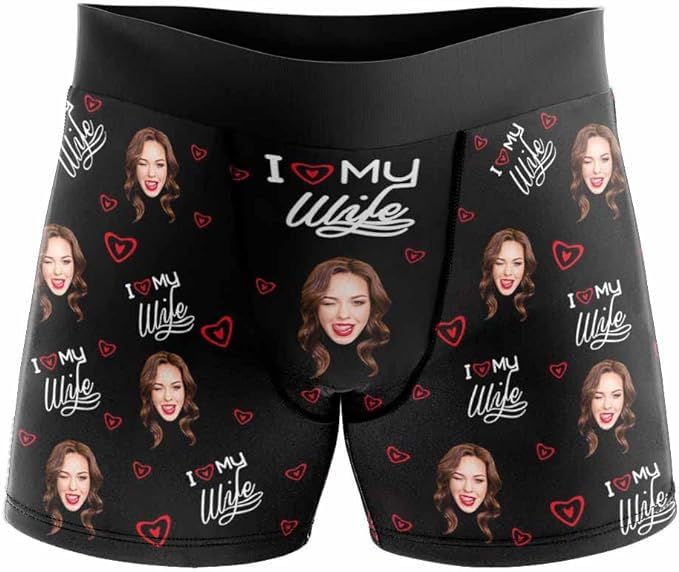 Handimake Customized Men's Underwear, Personalized Picture or Text boxy underwear, Gifts for Boyfriend Husband Multi