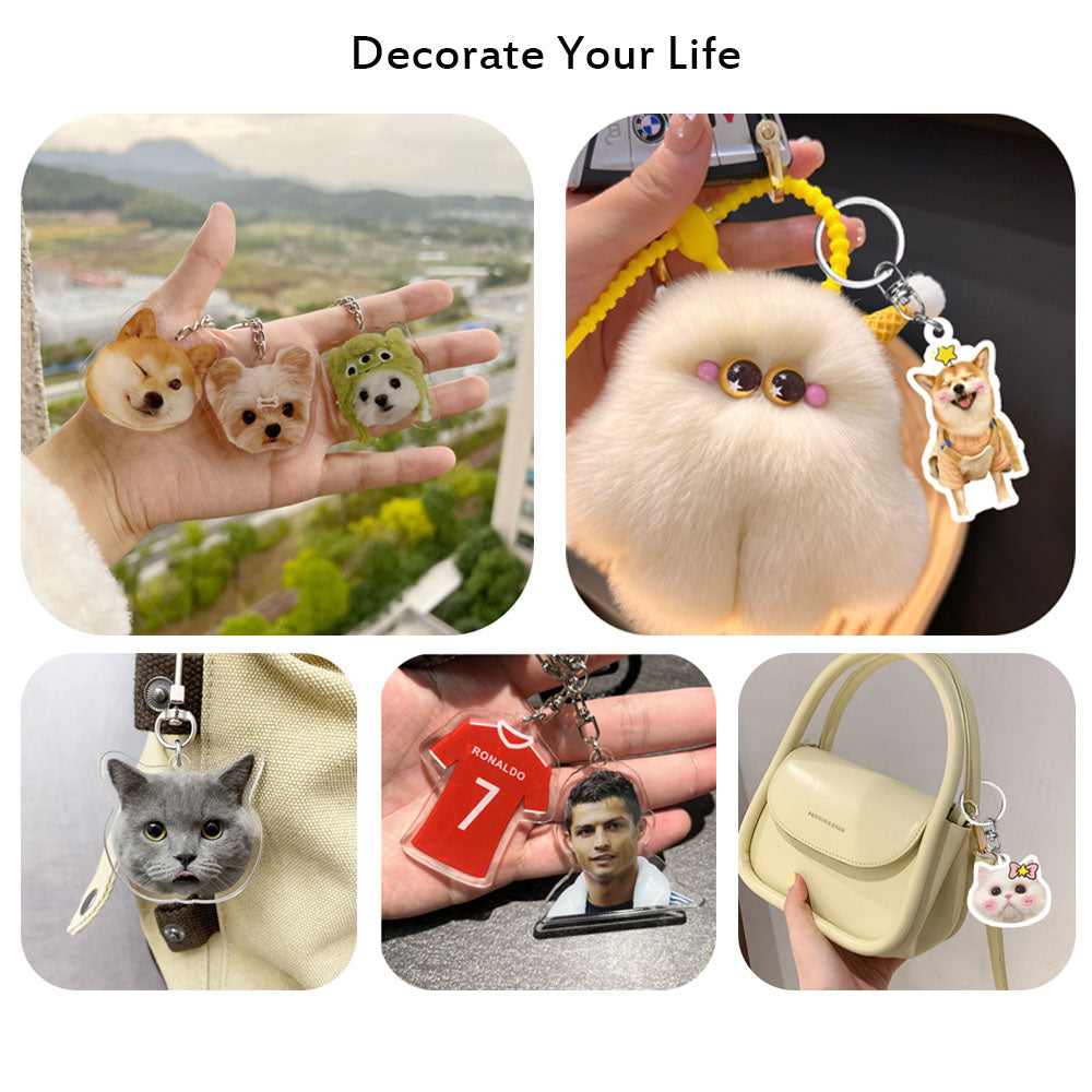 Custom Keychain with Picture, Acrylic Photo Keychain, Personalized Picture Keychains for Men Pet Lover Birthday Gifts