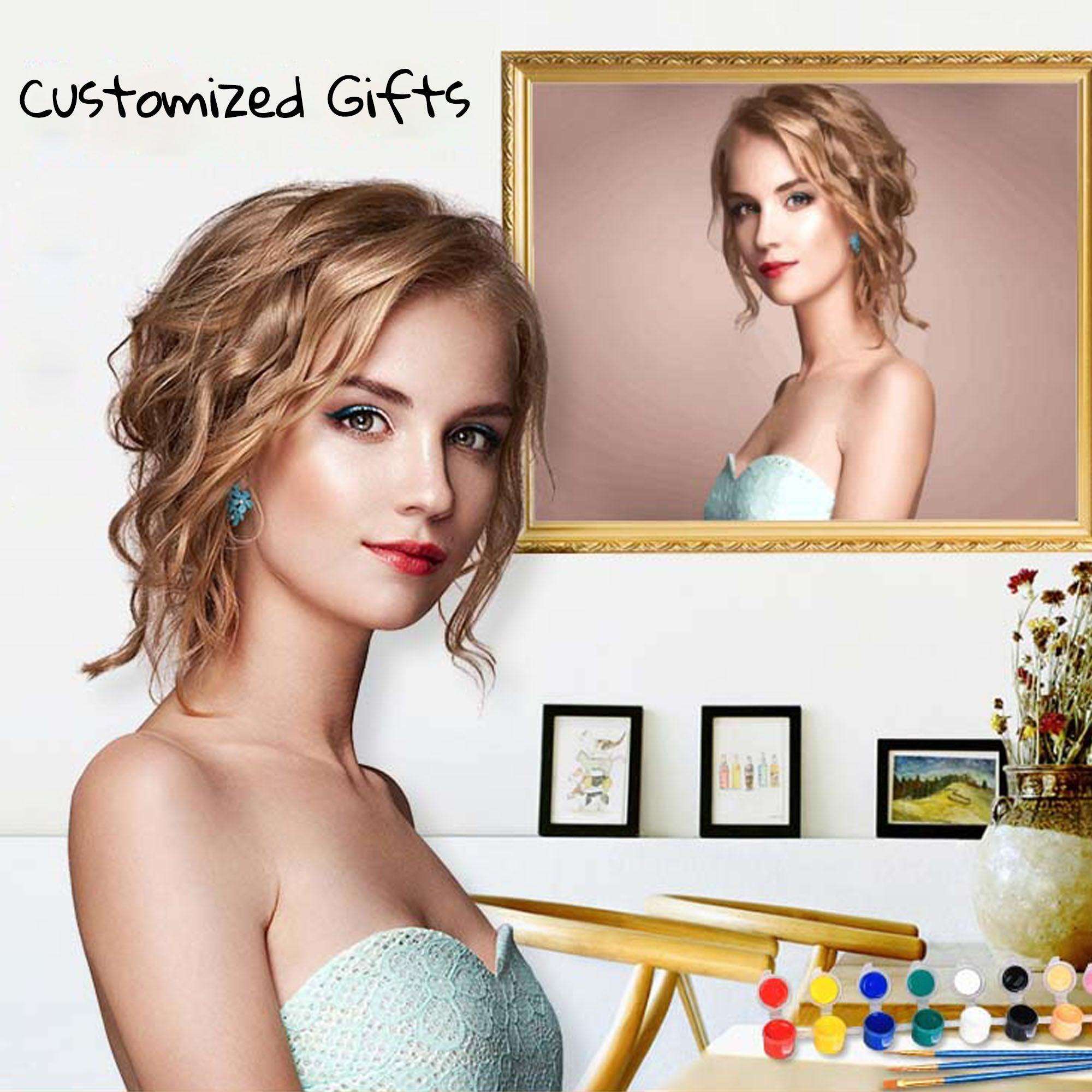 Photo to Custom DIY Paint by Numbers for Adults,Your Own Private Picture Personalized Customized PBN, Acrylic Painting Oil Painting on Framed & Stretched Canvas for Beginners - CustomizeFactory
