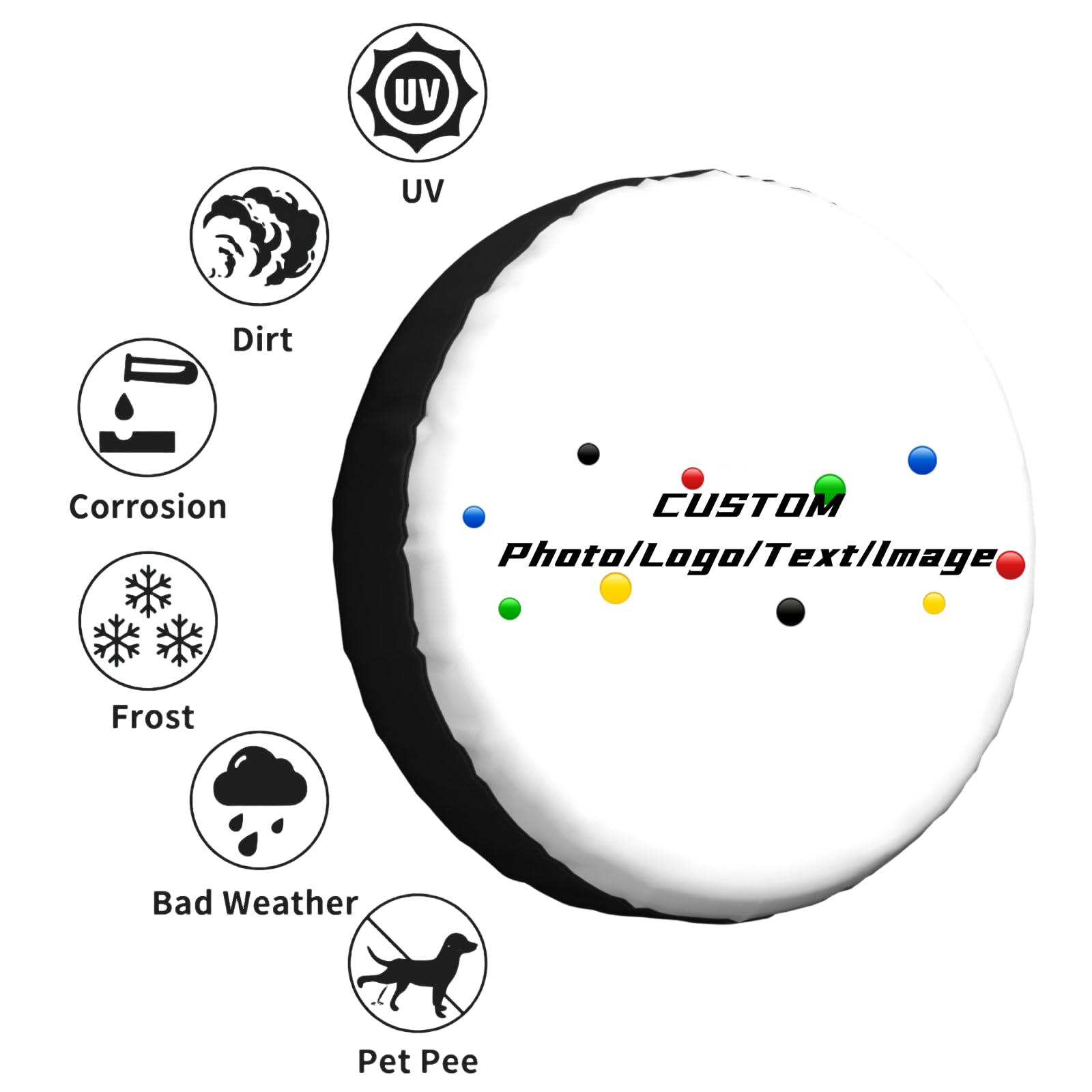 Handimake Customized Car Tire Protection Cover, Personalized Picture/Text/Logo Waterproof Spare Tire Cover, Suitable for Trailer Truck, SUV, and All Vehicle