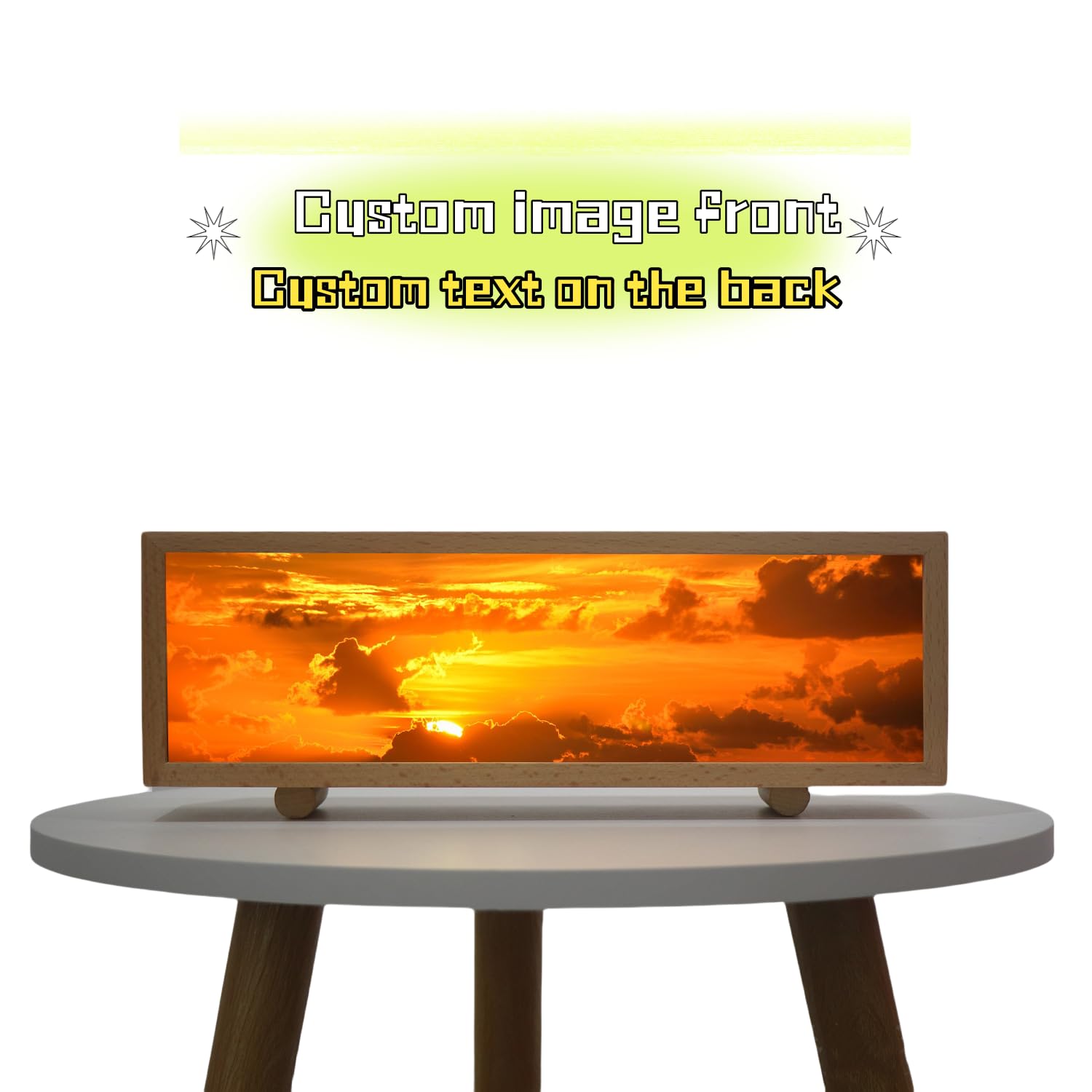 Handimake Customized Wooden Photo Light Box, Personalized Rectangular Photo Frame Light Box, Touch Dimming Ambient Light Desktop Decoration
