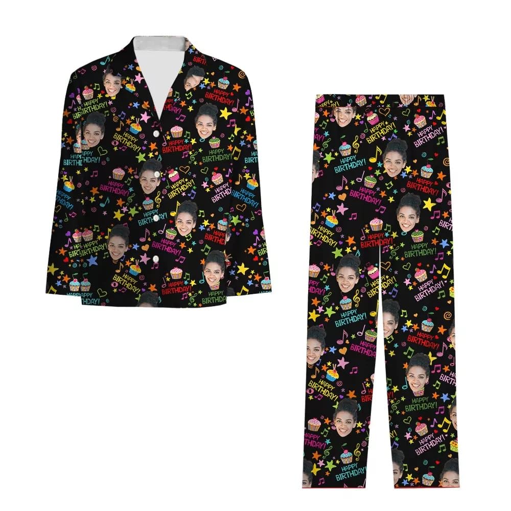 Handimake Customized Printed Pajama Set, Personalized Facial Photo Home Clothes, Pet Face Photo Pet Printed Pajamas, Family or Friend Pajama Gifts Multicolor