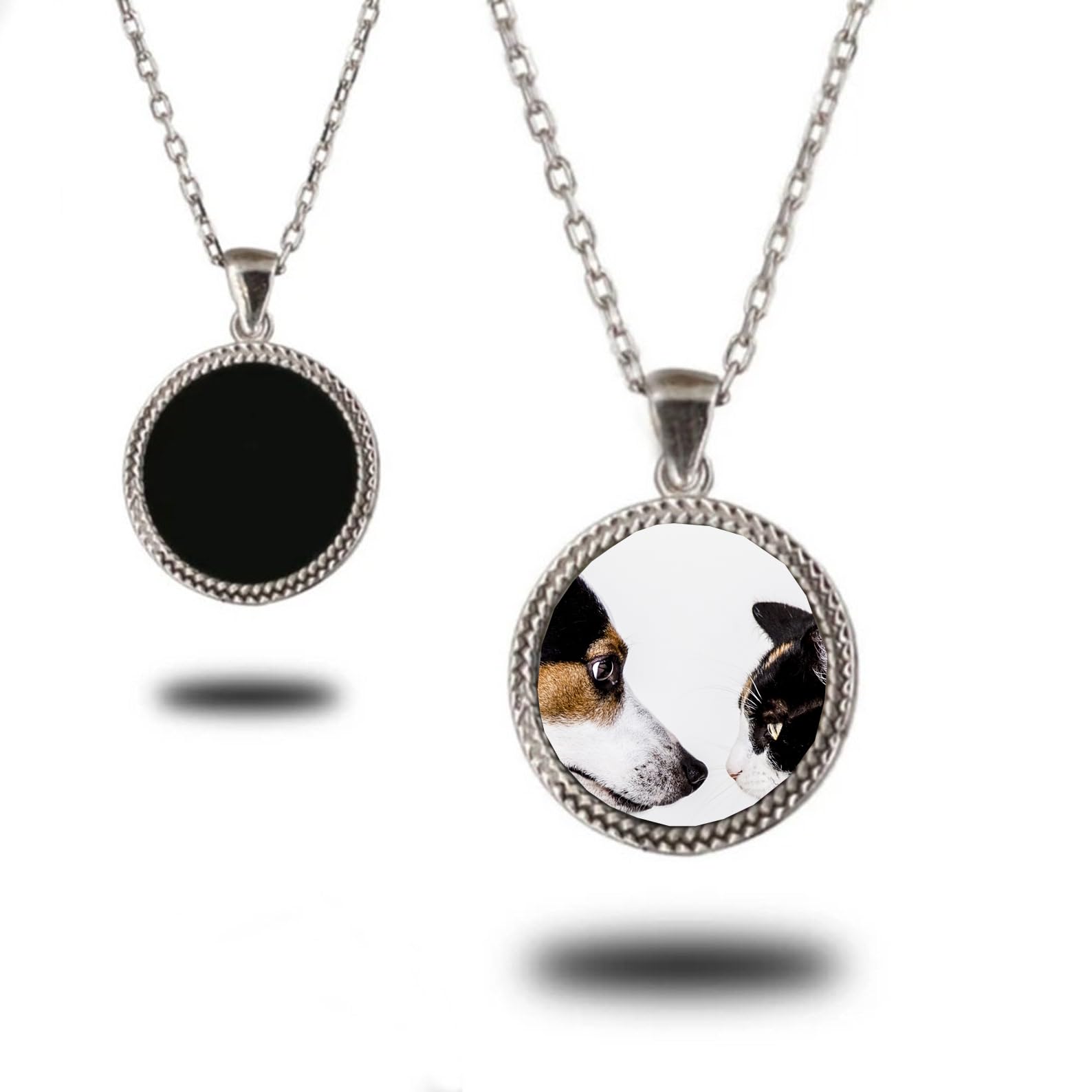 Handimake Customized Photo Color Changing Necklace, Personalized Image and Text, Octagonal/Heart/Circle/Rectangle/Ellipse