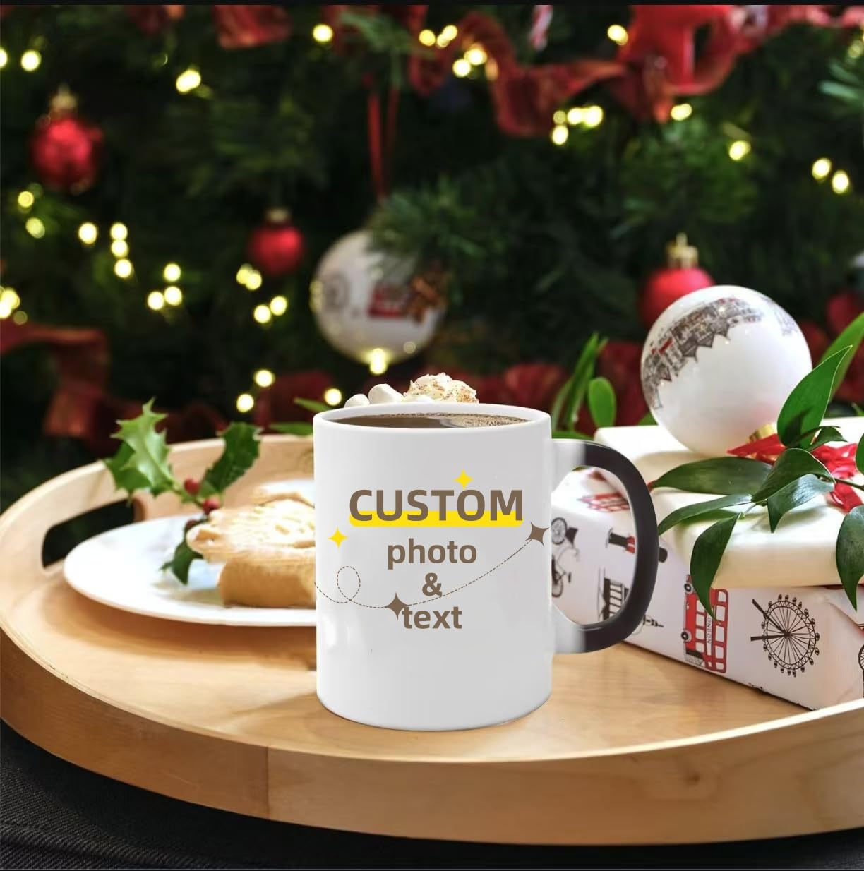 Handimake Customized Color Changing Ceramic Mug, Personalized Text and Photo Thermal Magic Coffee Cup, Tea and Coffee Color Changing Cup, 11oz