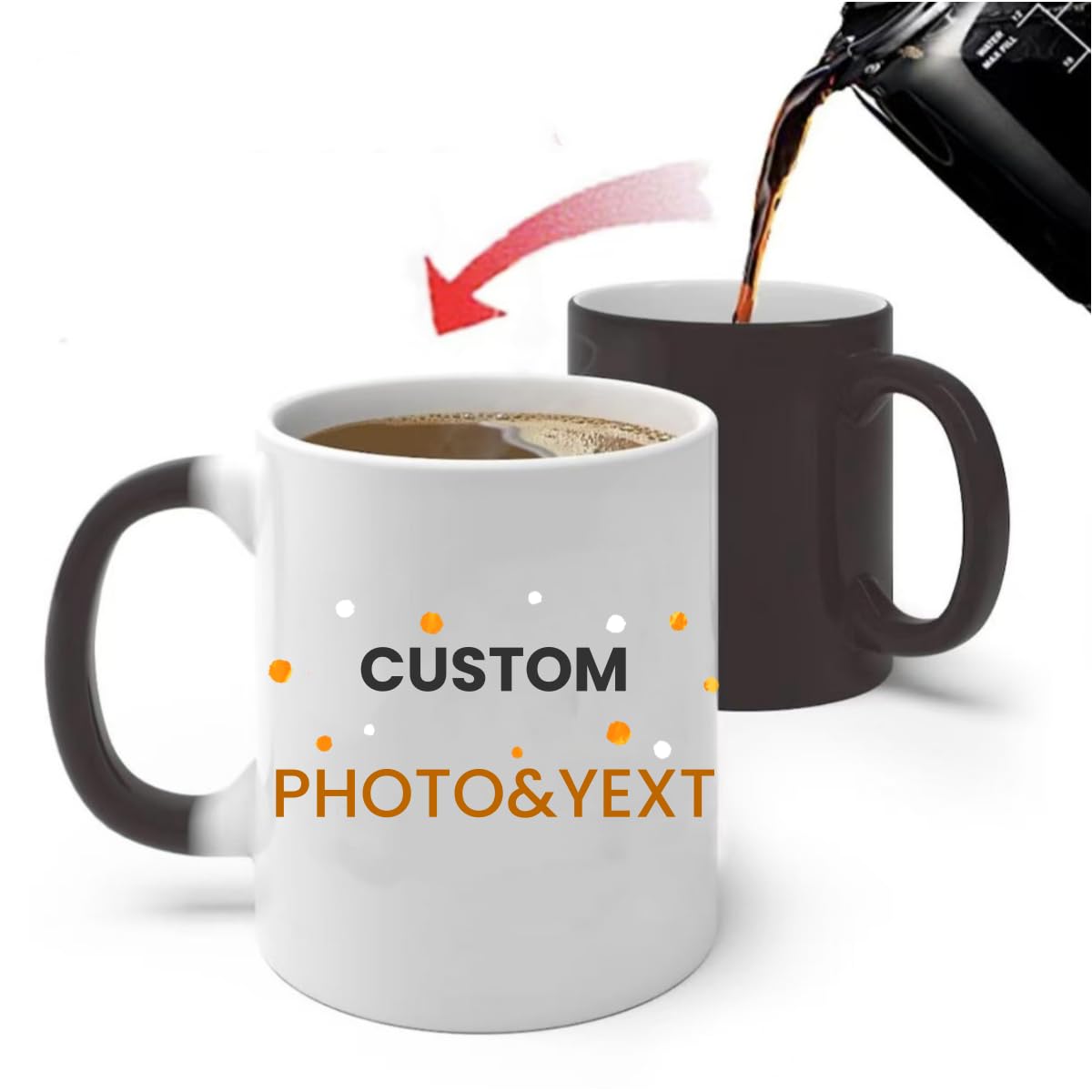 Handimake Customized Color Changing Ceramic Mug, Personalized Text and Photo Thermal Magic Coffee Cup, Tea and Coffee Color Changing Cup, 11oz