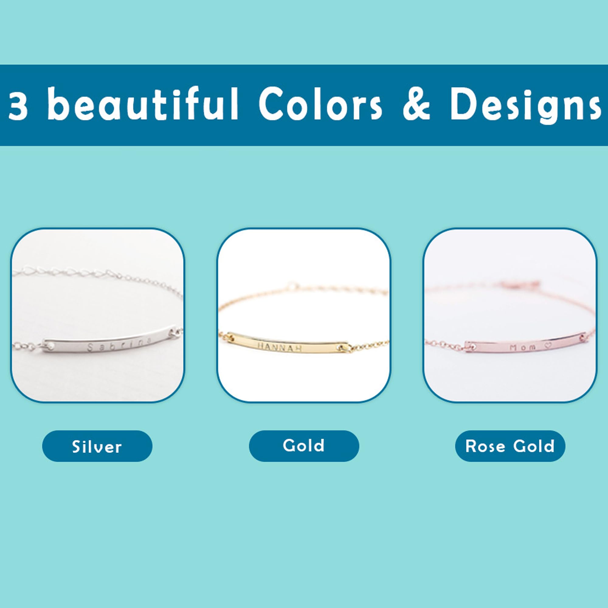 Handimake Custom 925 Sterling Silver Bracelet, Personalized Engraved Name Bracelet Exquisite Friendship Engraving Bracelet Minimalist Jewelry Birthday Gift