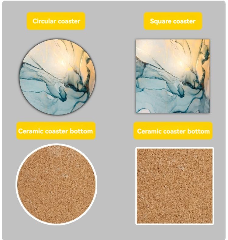 Handimake Customized Ceramic Coasters, Personalized Water Absorbing and Heat Insulating Cup Coasters, Customized Picture/Text Coasters, Dining Mats, Heat Insulating Mats