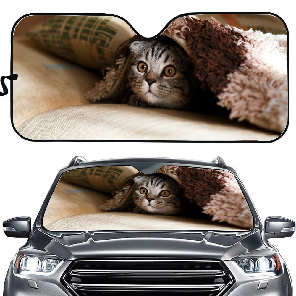Handimake Customized Car Windshield Sun Visor, Personalized Photo Text Double-Layer Aluminum Foil Sun Protection and Insulation Curtain, Foldable Sun Visor Universal for All Models