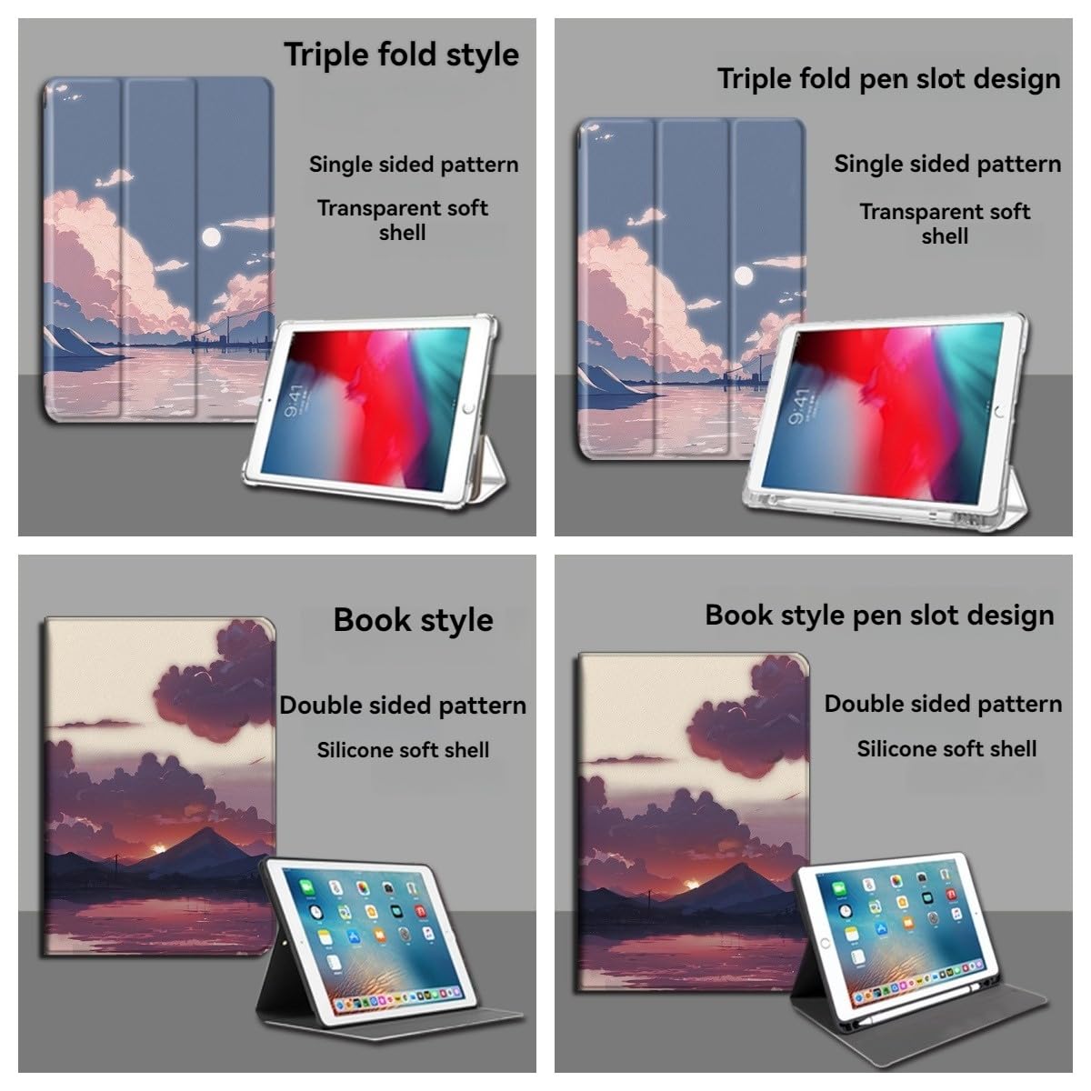 Handimake Customized iPad Protective case, Personalized Photo/Text iPad Soft Leather Rotating Three fold Book Cover, Photo Protective Cover for All iPad Models