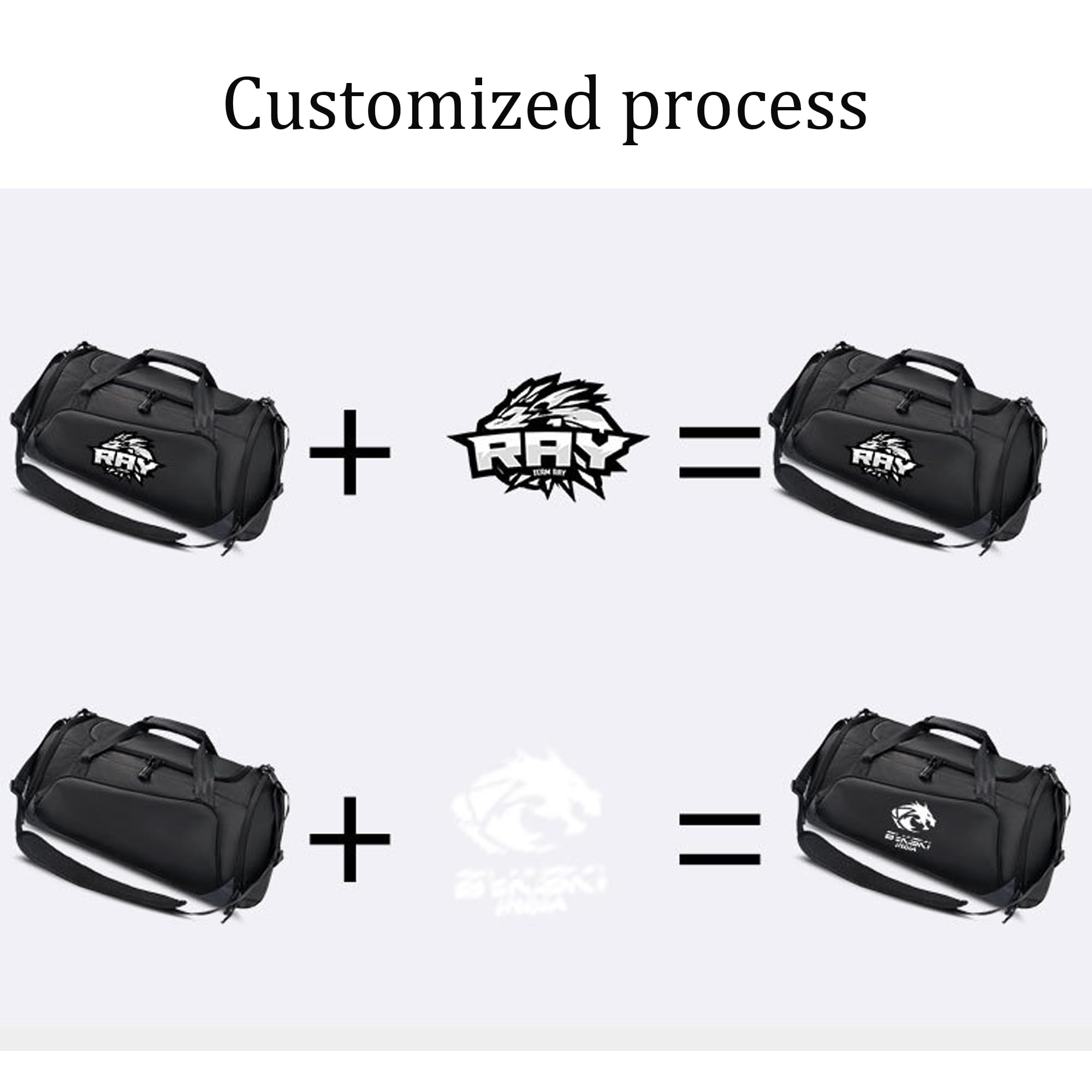 Handimake Customized fitness bag, personalized logo/text basketball luggage bag, large capacity dry wet separation football training independent shoe compartment fitness bag