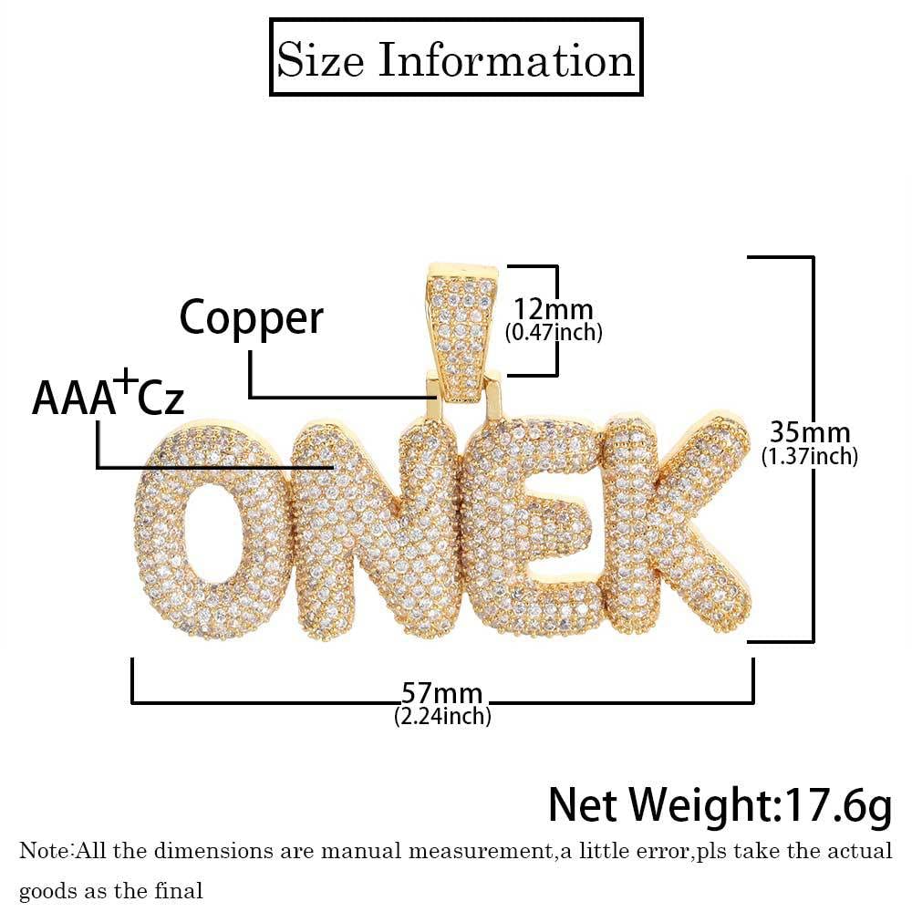 Handimake Customized English font letter necklace, personalized copper inlaid zircon letter pendant, DIY creative men's and women's necklace (1 letter)