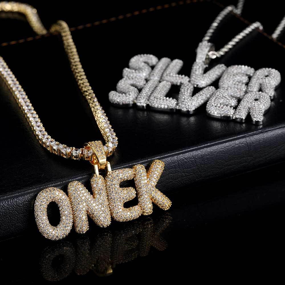 Handimake Customized English font letter necklace, personalized copper inlaid zircon letter pendant, DIY creative men's and women's necklace (1 letter)