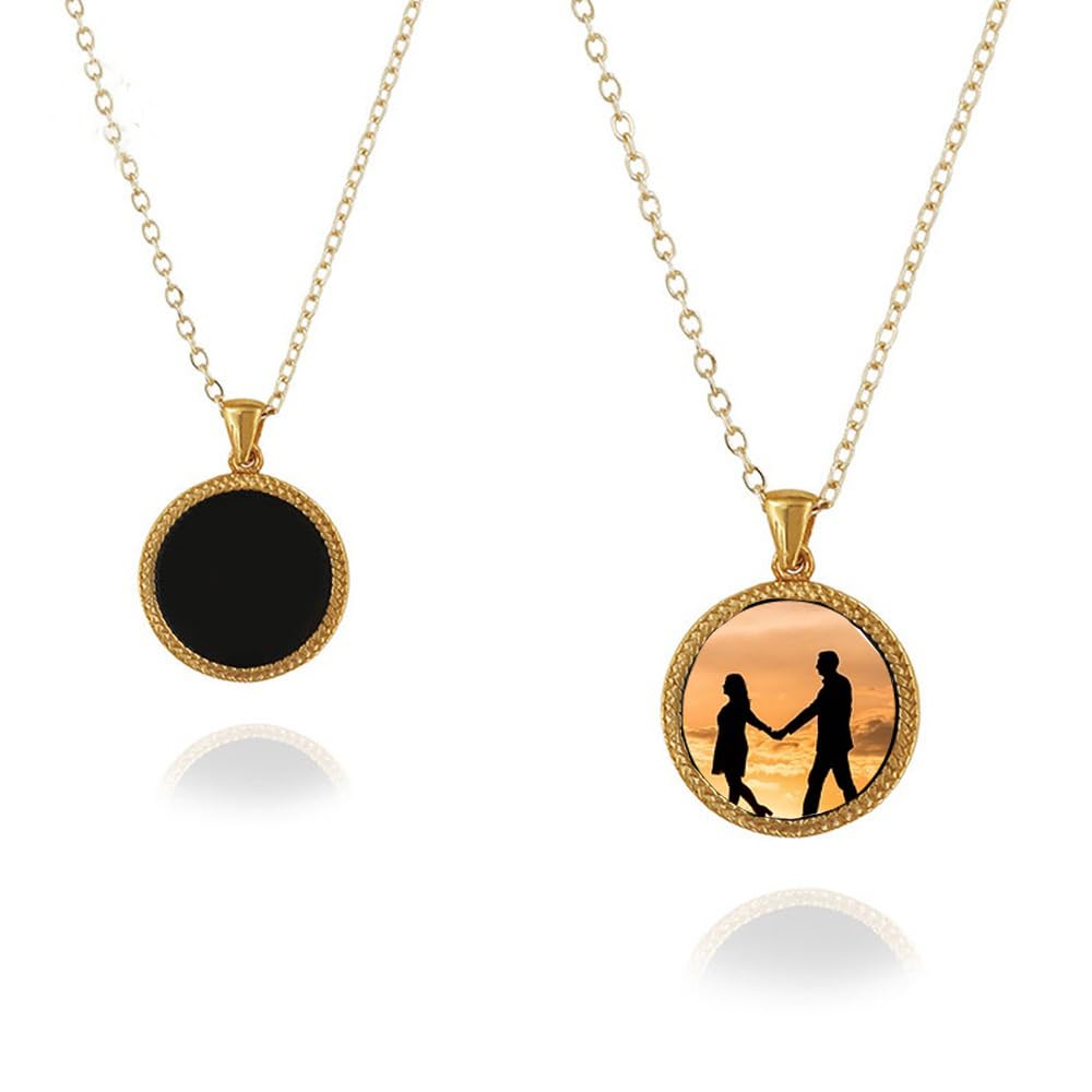 Handimake Customized Photo Color Changing Necklace, Personalized Image and Text, Octagonal/Heart/Circle/Rectangle/Ellipse