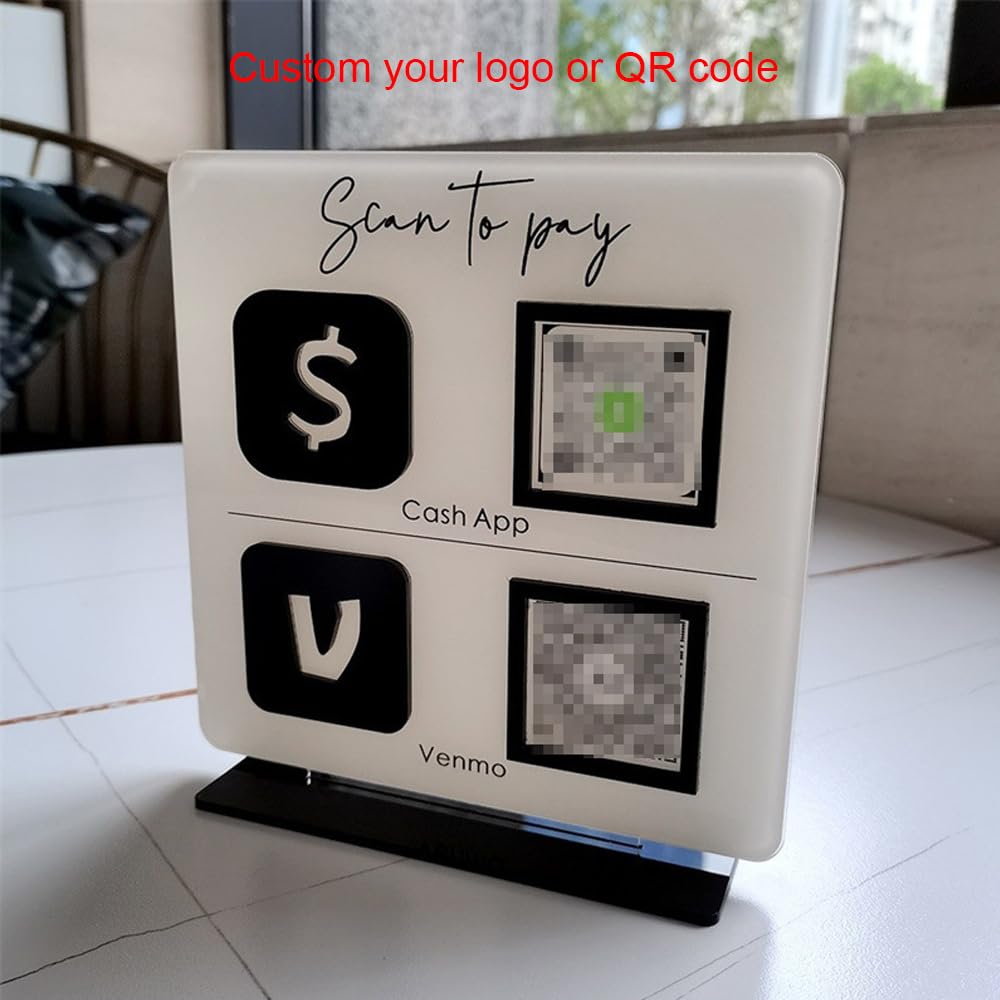 Handimake Personalized Icon Multi Business QR Code Sign | Instgram Facebook Web Social Media Sign Scan to Sign| Beauty Salon Sign|Hairdressers Beautician Sign| Scan to Pay Venmo Paypal Cash QR Code Sign