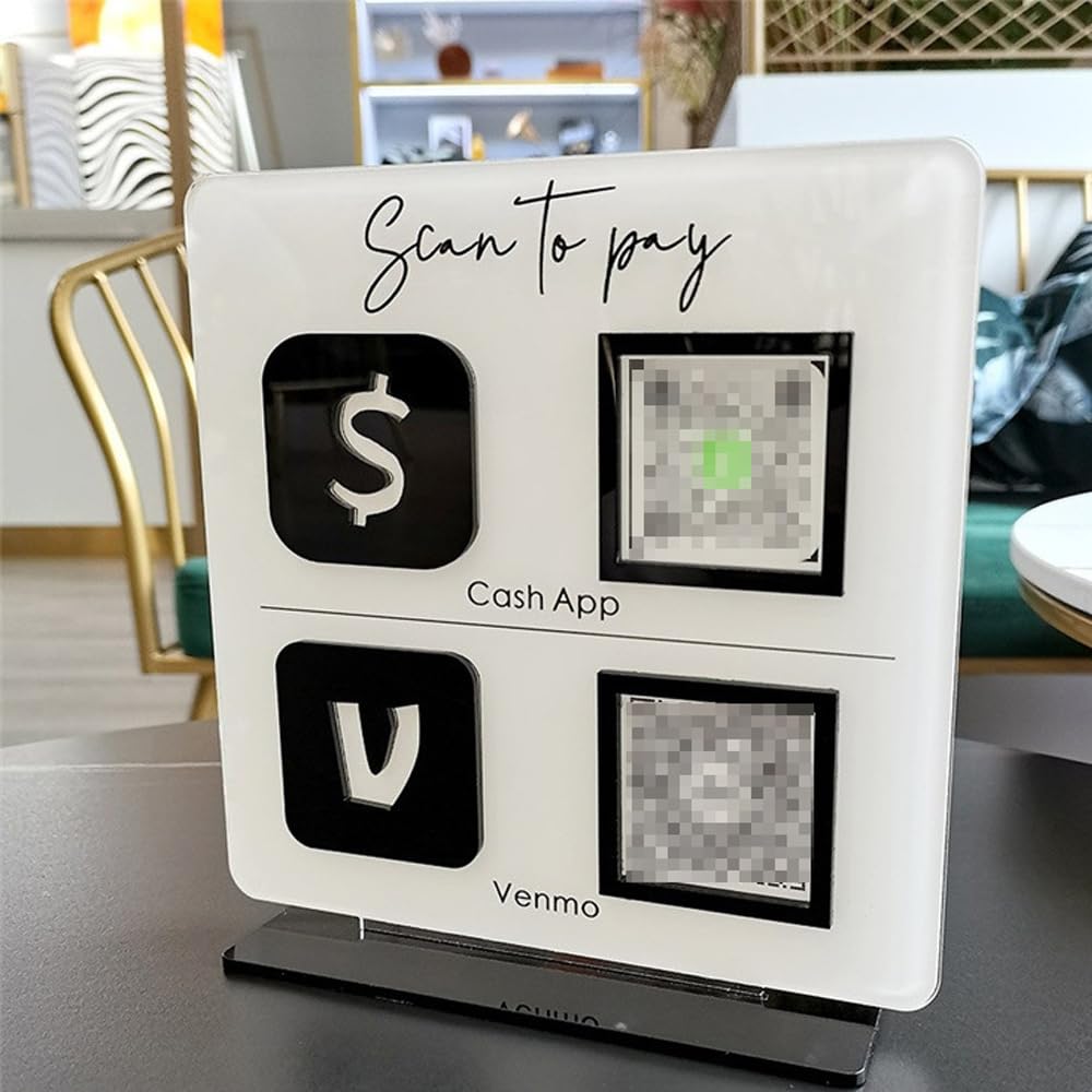 Handimake Personalized Icon Multi Business QR Code Sign | Instgram Facebook Web Social Media Sign Scan to Sign| Beauty Salon Sign|Hairdressers Beautician Sign| Scan to Pay Venmo Paypal Cash QR Code Sign