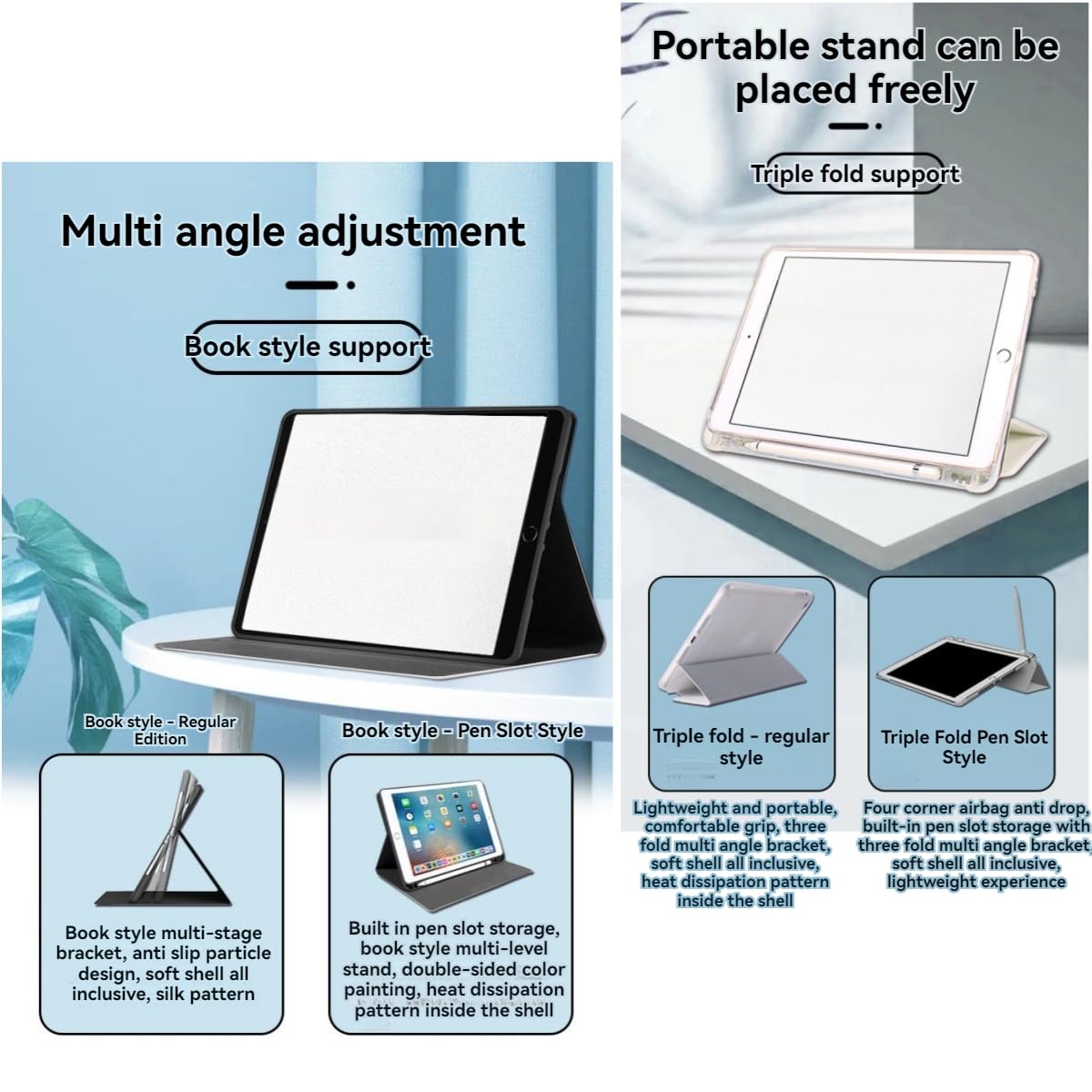 Handimake Customized iPad Protective case, Personalized Photo/Text iPad Soft Leather Rotating Three fold Book Cover, Photo Protective Cover for All iPad Models