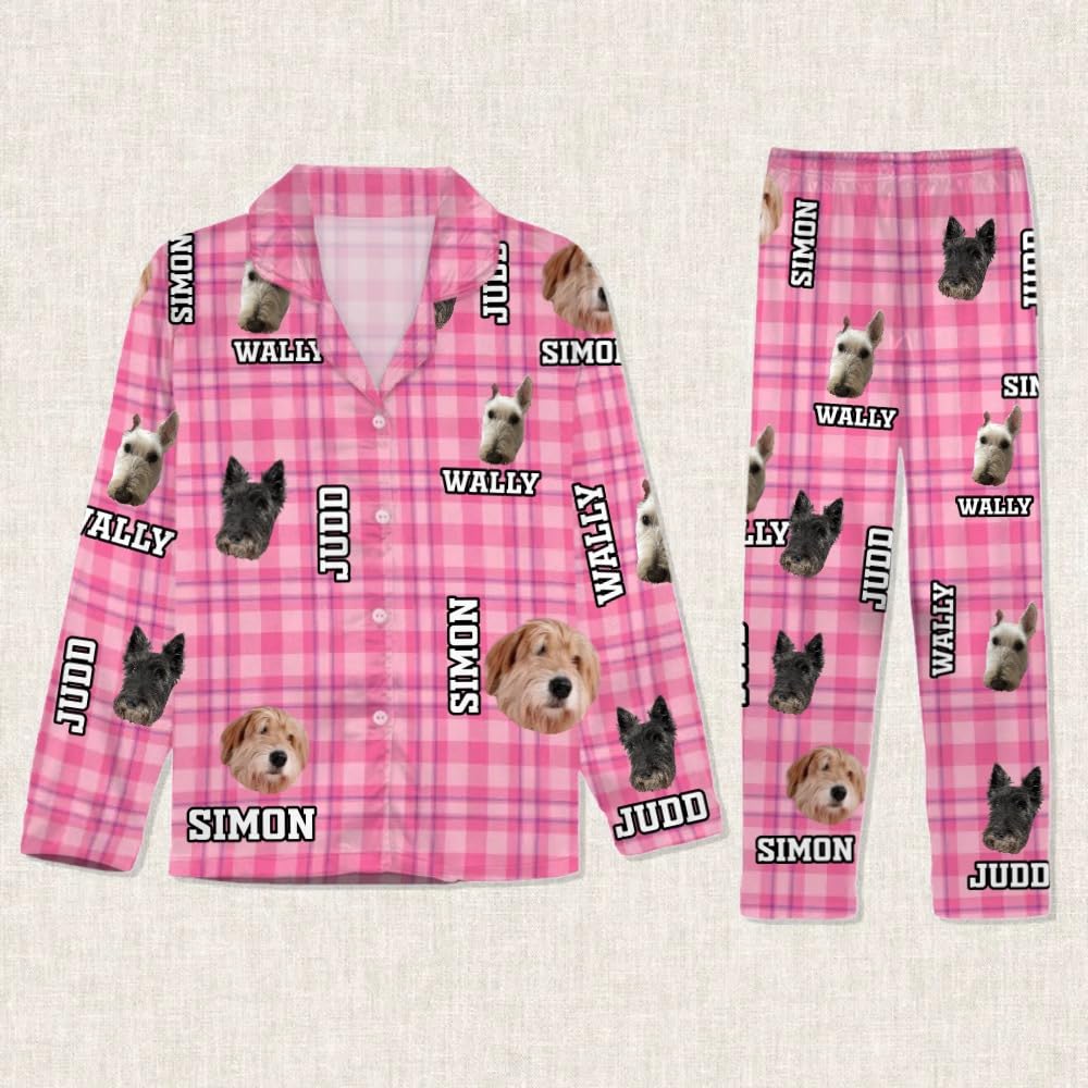 Handimake Customized Printed Pajama Set, Personalized Facial Photo Home Clothes, Pet Face Photo Pet Printed Pajamas, Family or Friend Pajama Gifts Multicolor