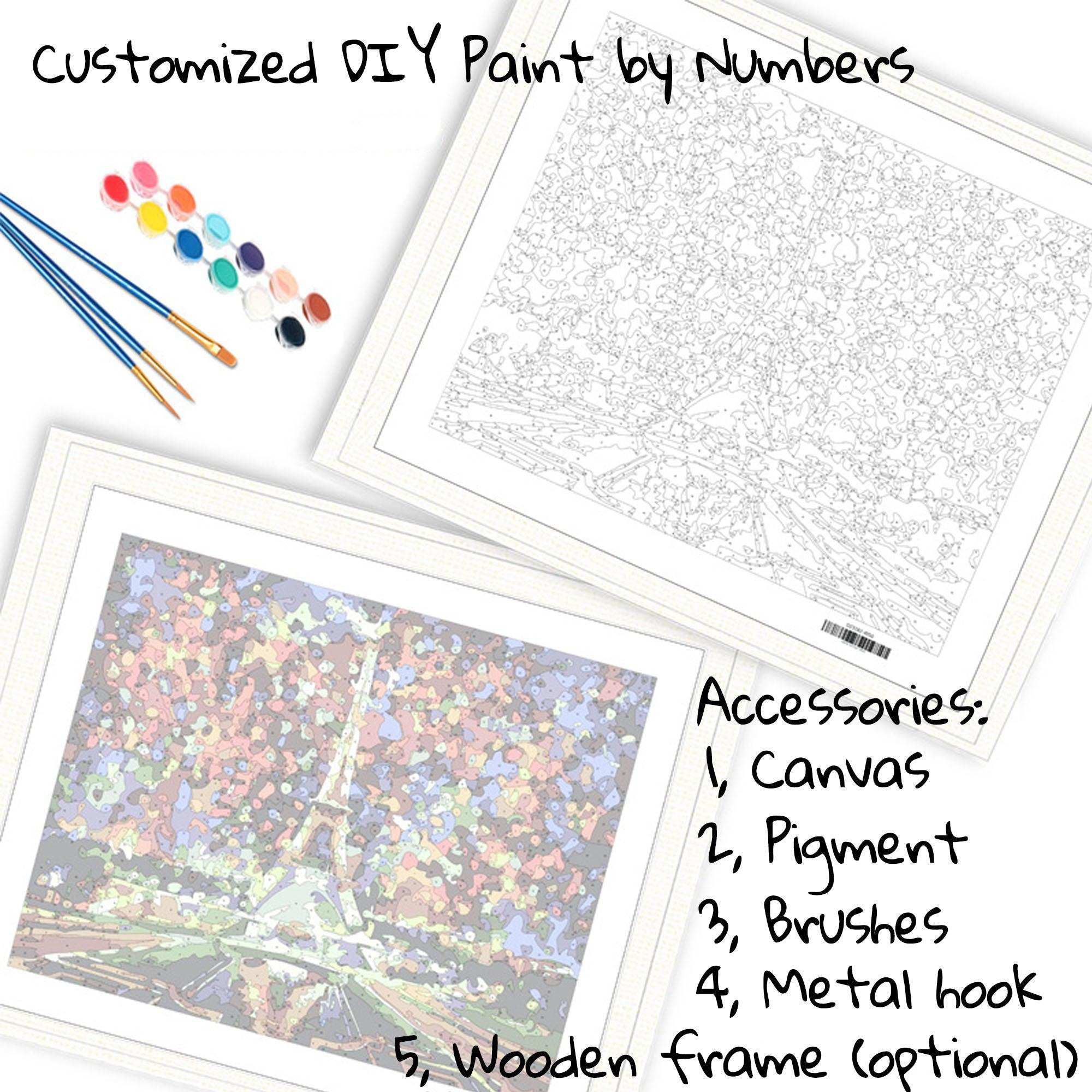 Photo to Custom DIY Paint by Numbers for Adults,Your Own Private Picture Personalized Customized PBN, Acrylic Painting Oil Painting on Framed & Stretched Canvas for Beginners - CustomizeFactory