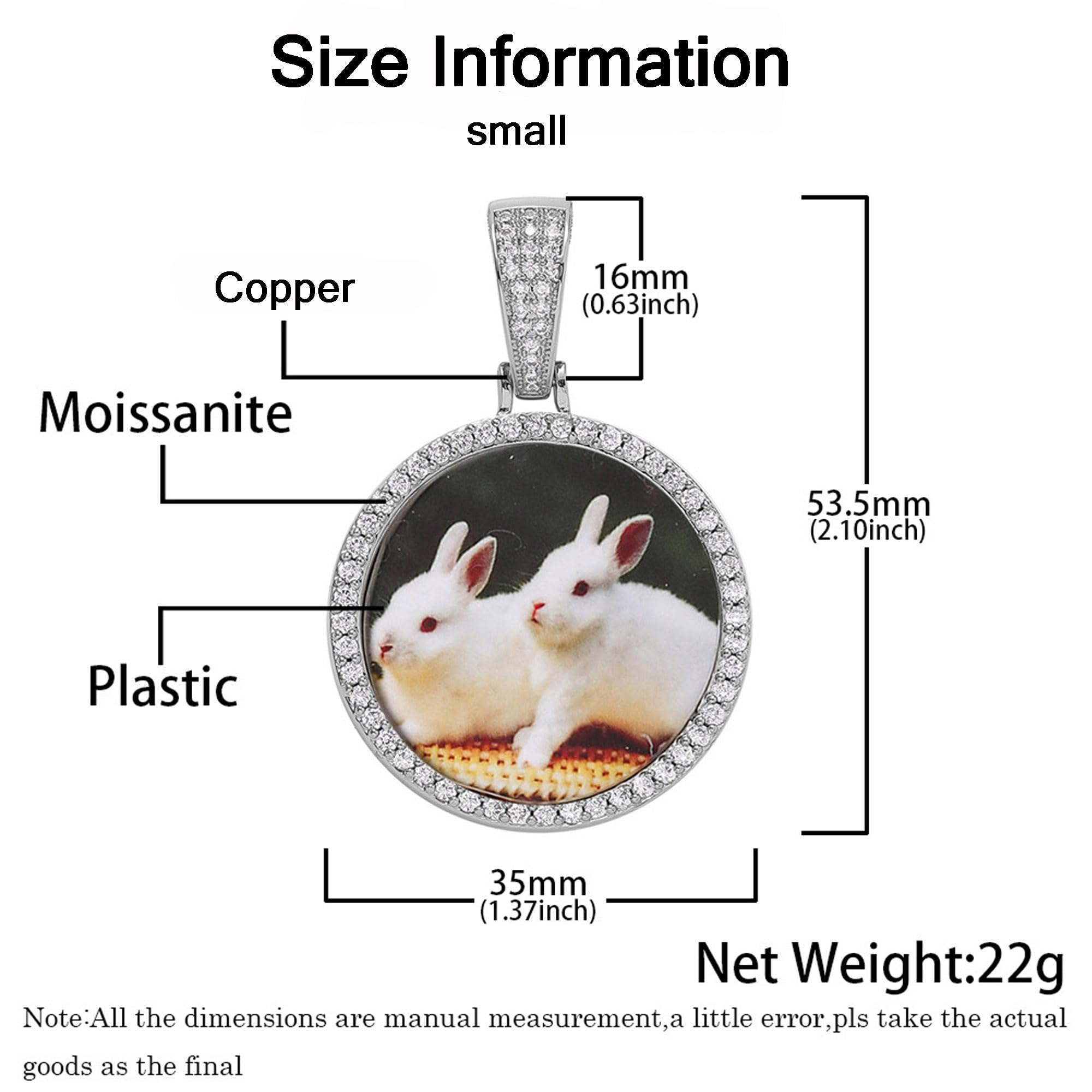 Handimake Customized Photo Necklace Customized Necklace for Men and Women Personalized Necklace Silver Round Jewelry Gift for European and American Fashion Boys Gift (Copper)