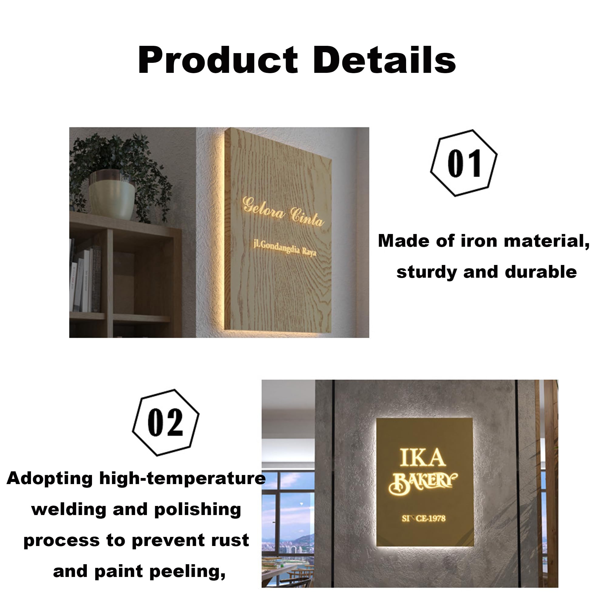 Handimake Customized logo light box, creative hollow out light box, LED door advertising board, illuminated characters, signboard, wall mounted display board design for outdoor use