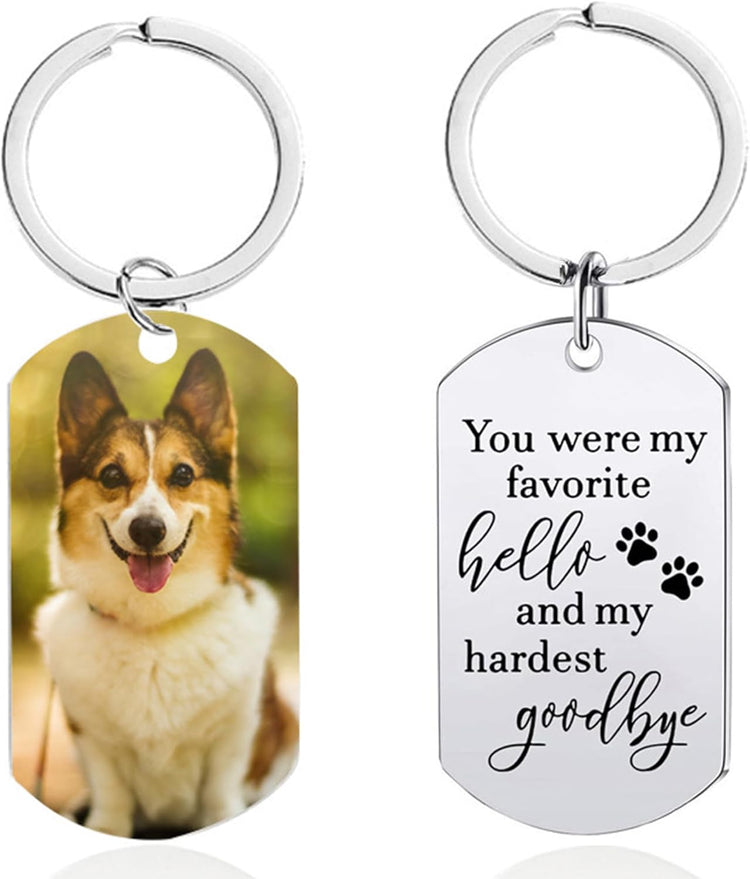 Handimake Personalized Photo Keychain Custom Dog Keychain with Picture Customized Dog Tag Photo Keychain Personalized Key Chain with Photo for Men Women Stainless steel hanging tag, Stainless Steel, Small