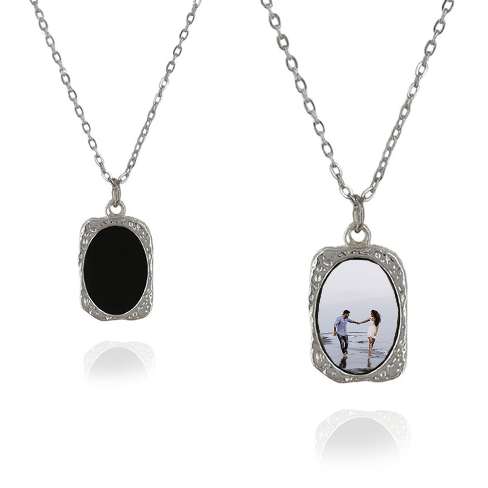 Handimake Customized Photo Color Changing Necklace, Personalized Image and Text, Octagonal/Heart/Circle/Rectangle/Ellipse