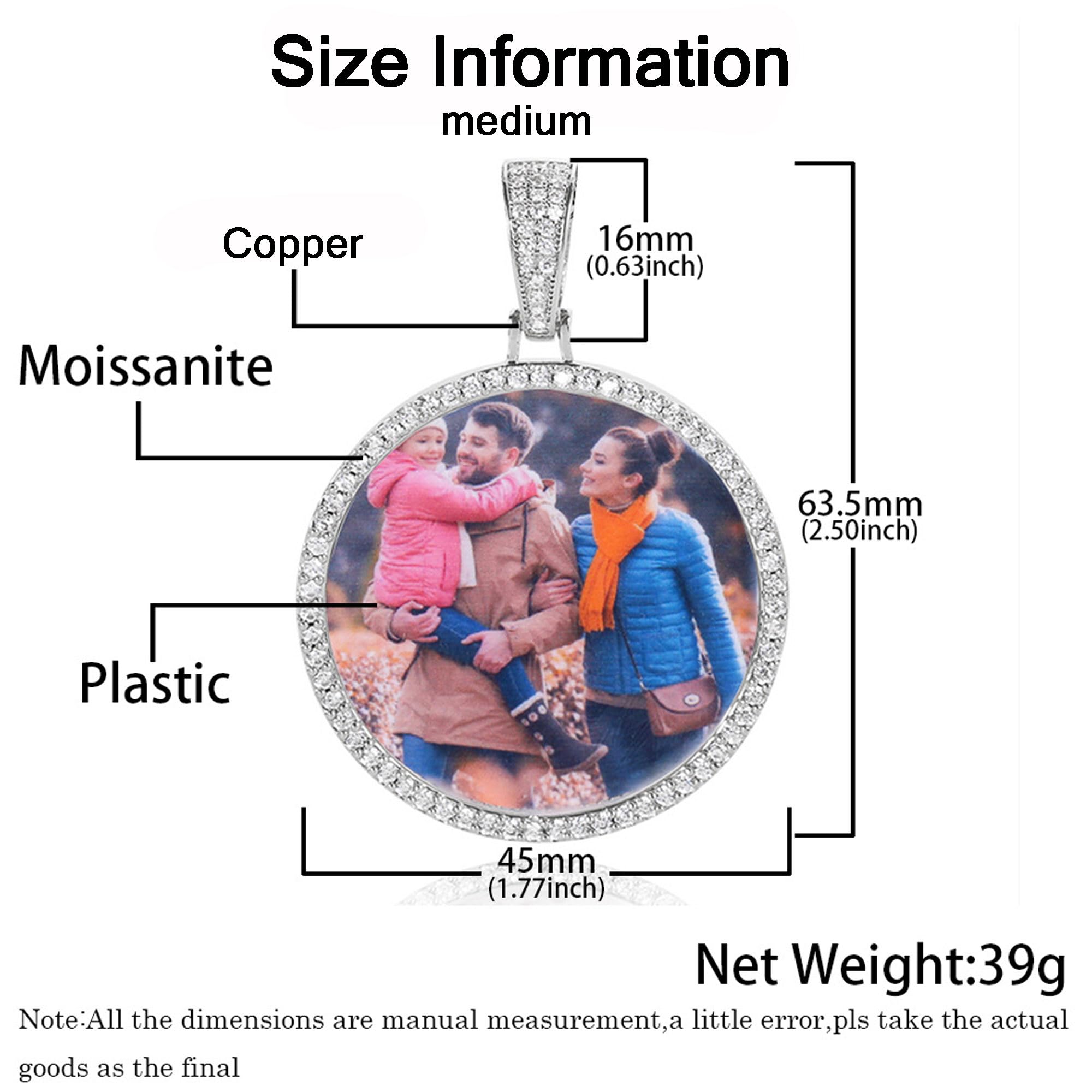 Handimake Customized Photo Necklace Customized Necklace for Men and Women Personalized Necklace Silver Round Jewelry Gift for European and American Fashion Boys Gift (Copper)