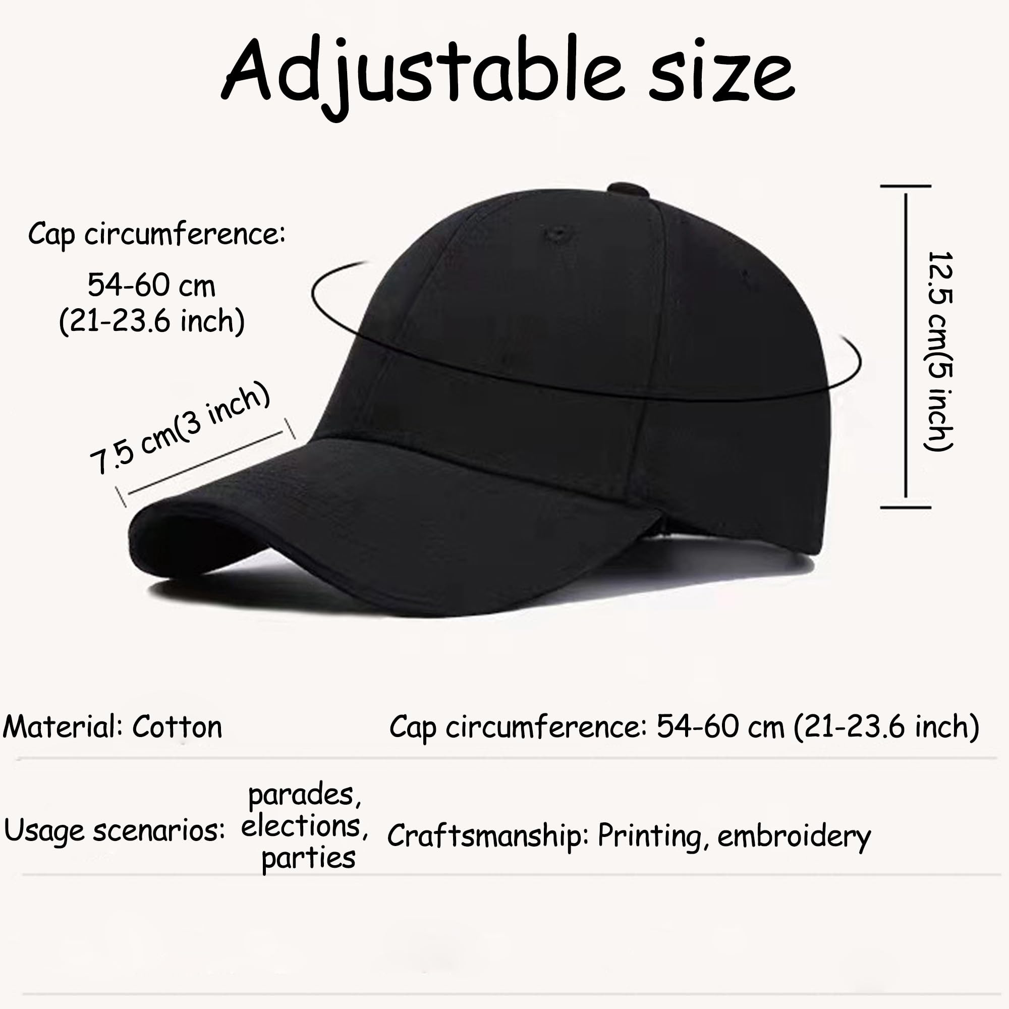 Handimake Custom Hat, Embroidered Baseball Adjustable Hat/Cap with Your Text/Logo-Your Own Text Personalized Dad Hats Gift