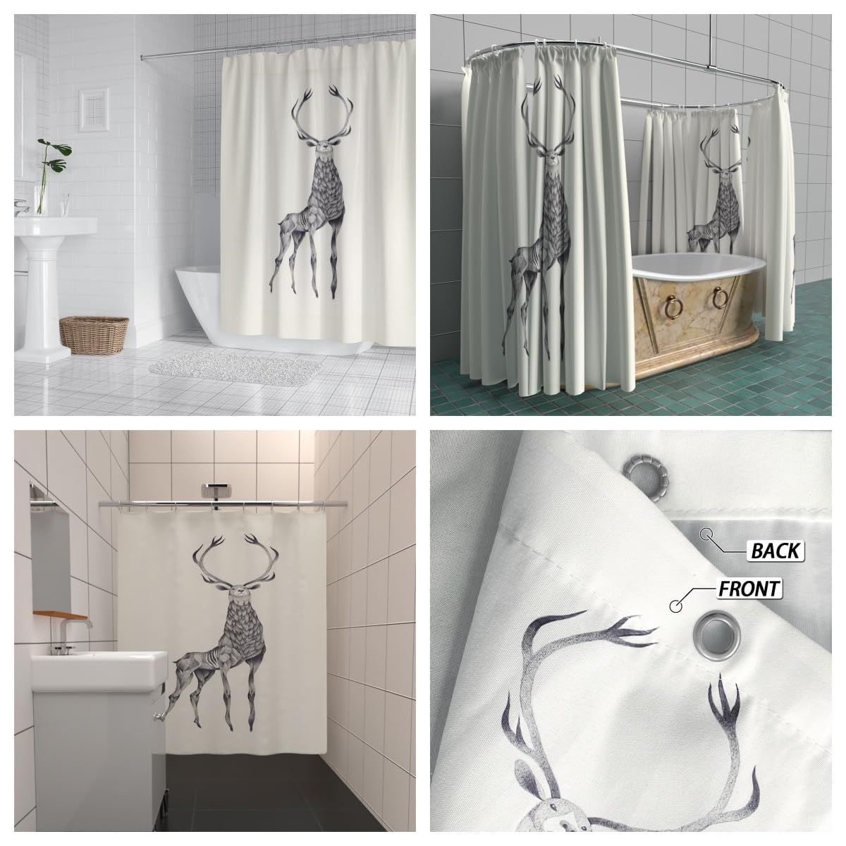 Handimake Customised Polyester Shower Curtain, Personalised Picture/Text, Waterproof Waterproof Cloth Shower Curtain