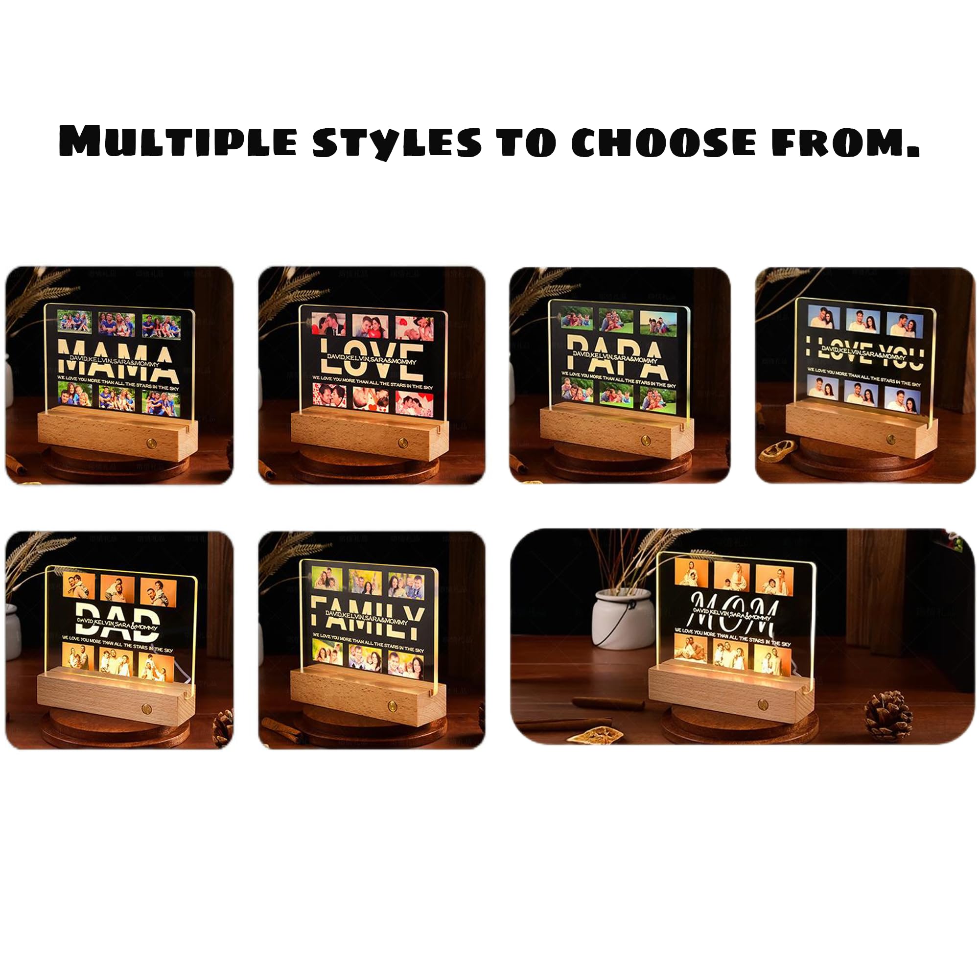 Handimake Personalized 3D Photo Text Crystal Night Light, Custom Portrait Night Light, Best Light Gift for Ornament, Birthdays gift, Anniversaries, Christmas, Valentine's Day, Father's and Mother's Day