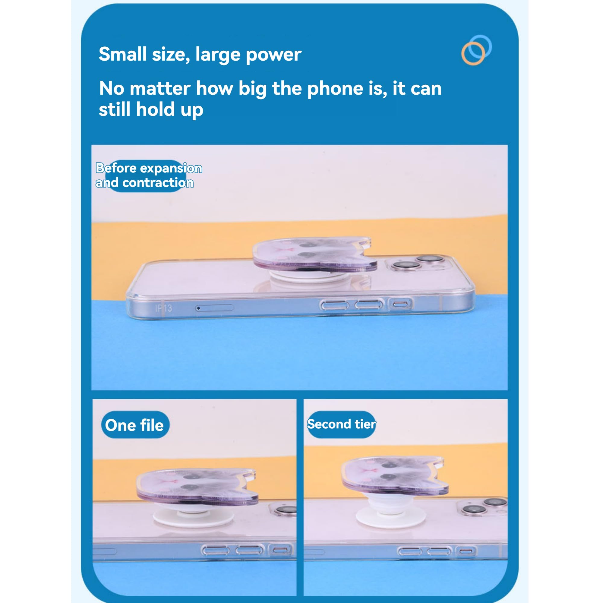 Handimake Customized Acrylic Phone Grip Holder, Personalized Picture Phone Case Holder with Retractable Design, DIY Cartoon Phone Holder Sticker